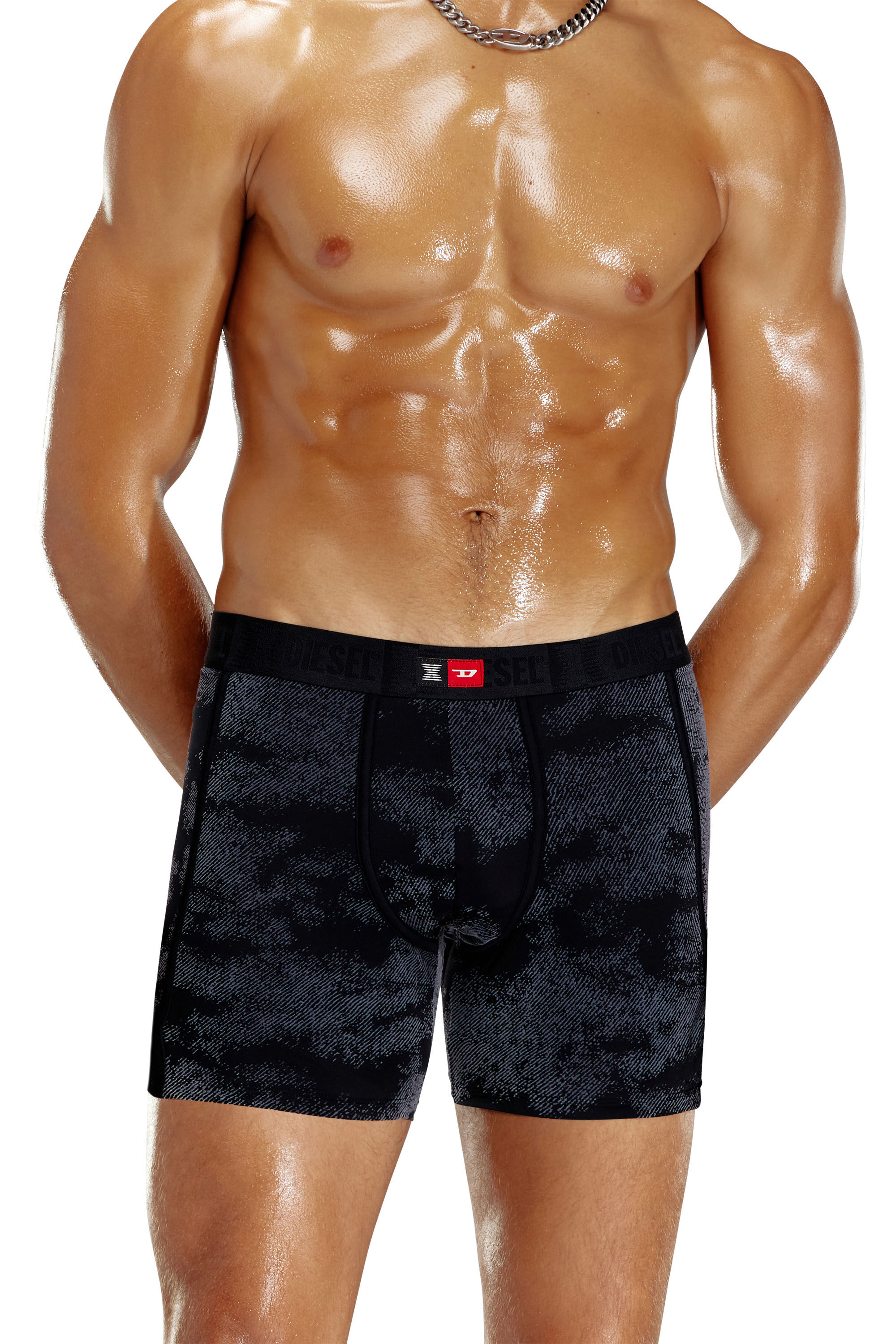 Diesel - FLOCKED-BOXER-BRIEFS, Boxer en microfibre floquée Homme in Noir - 3