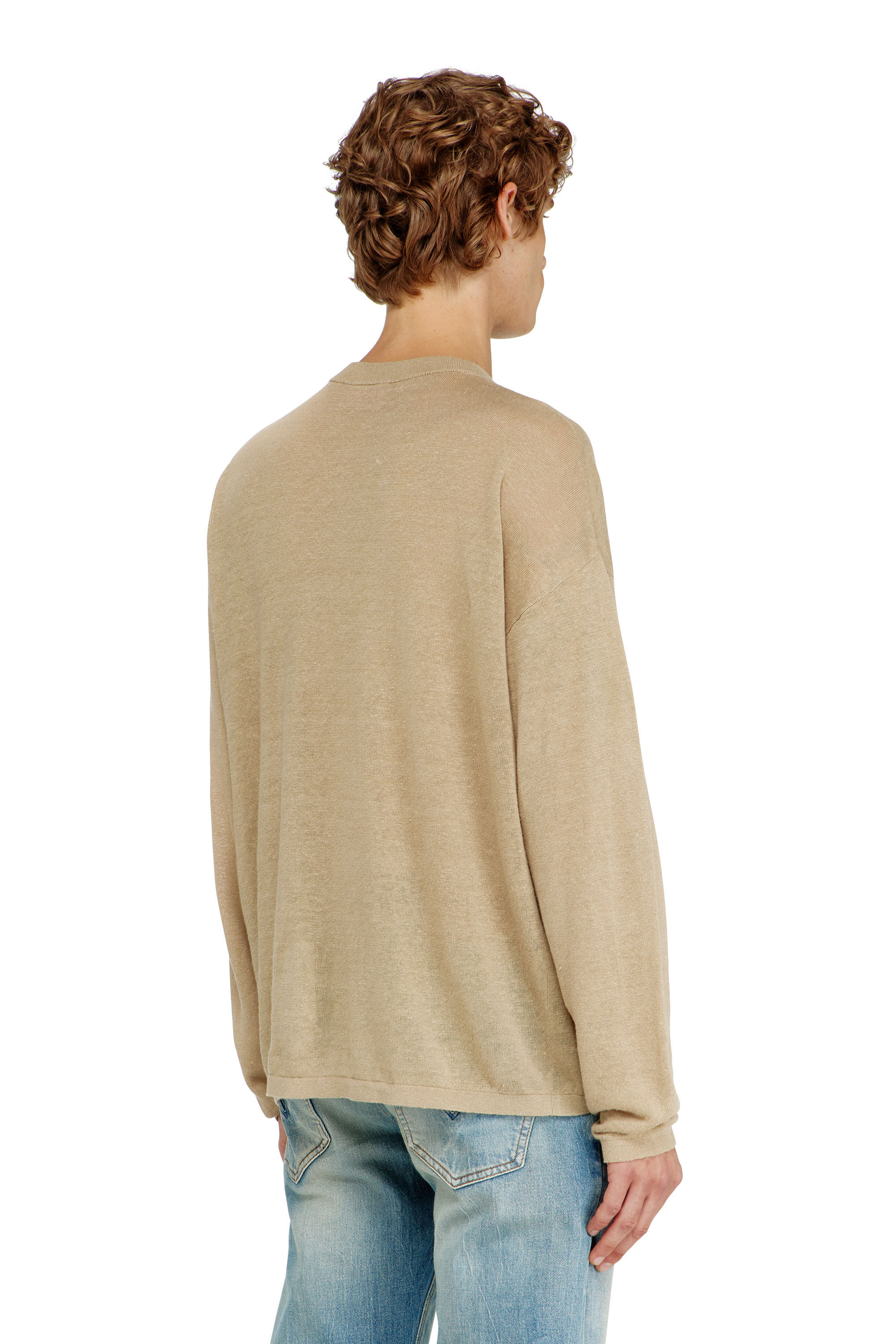 Diesel - K-ARMINS, Pull en lin avec imprim&eacute; Phoenix d&eacute;lav&eacute; Homme in Beige - 4