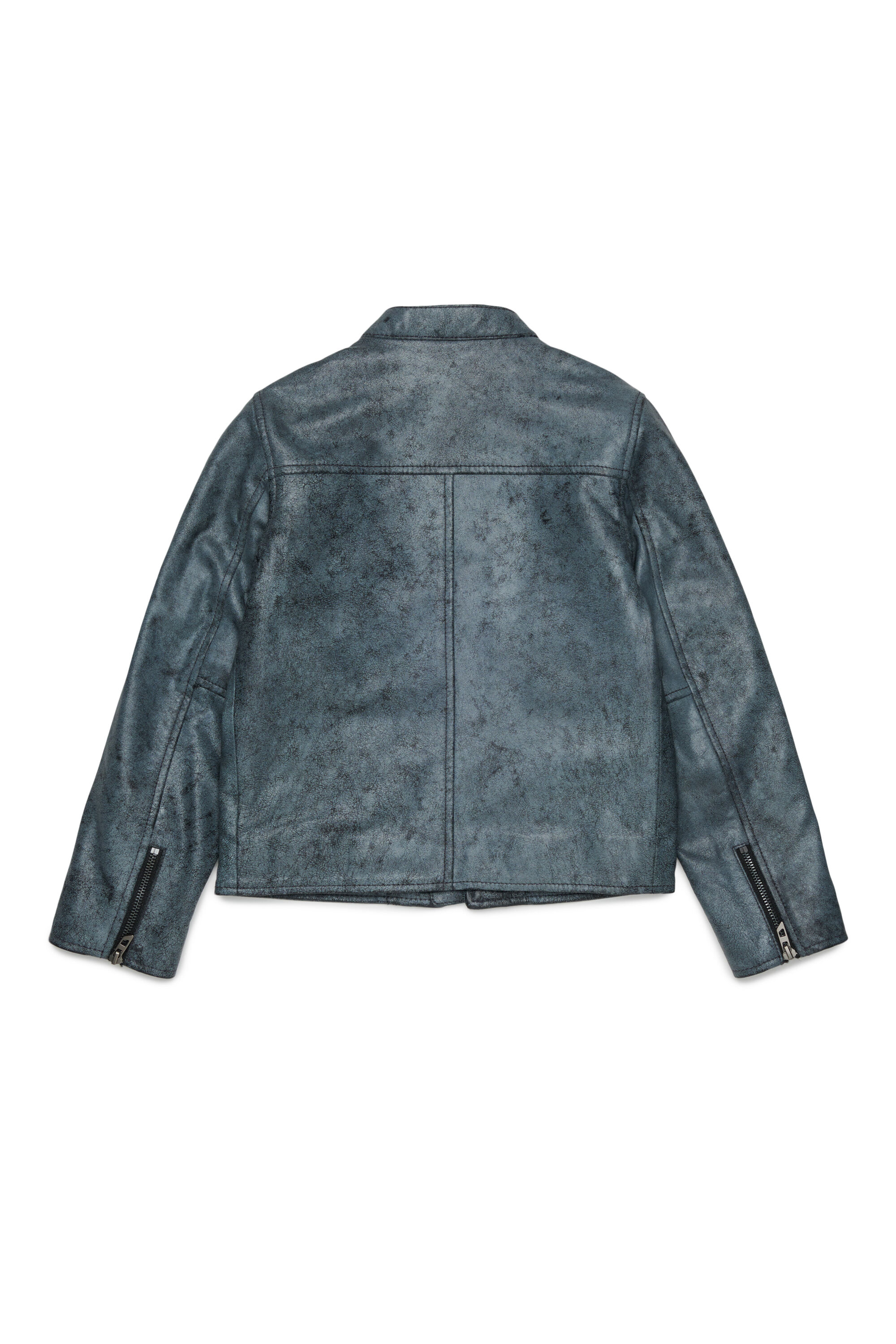 Diesel - JLEVERT, Veste biker en cuir avec maxi logo Homme in Noir - 2