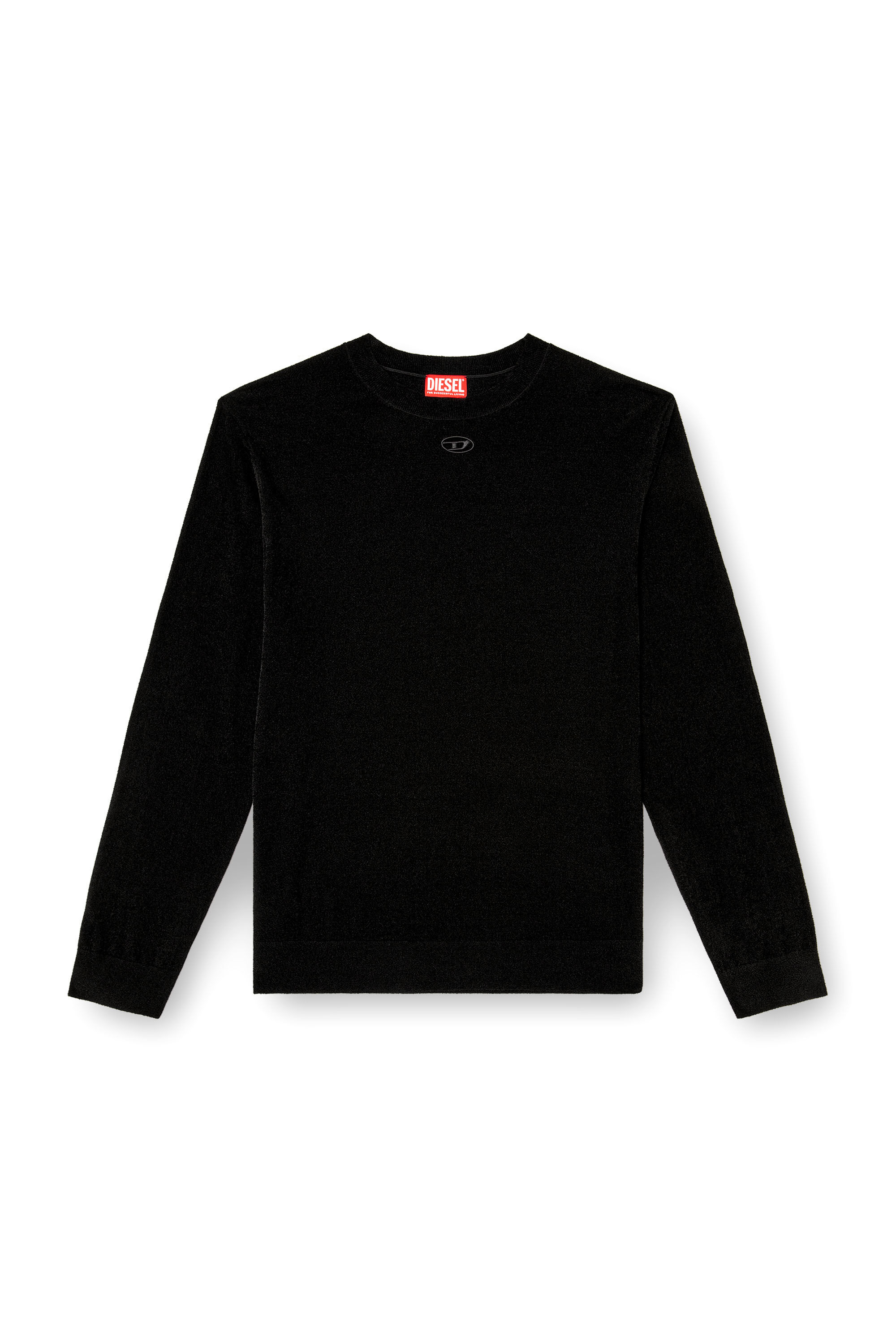 Diesel - K-CEVRO, Pull en chenille avec logo ajouré Homme in Noir - 2