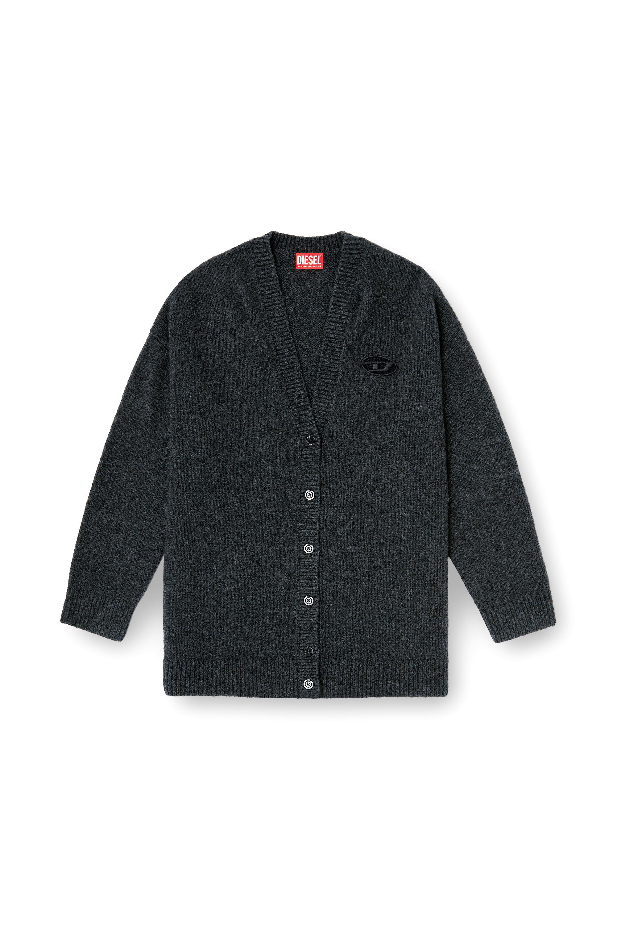 Diesel - M-AREELA, Woman's Cardigan in wool and alpaca blend in Black/Grey - 2