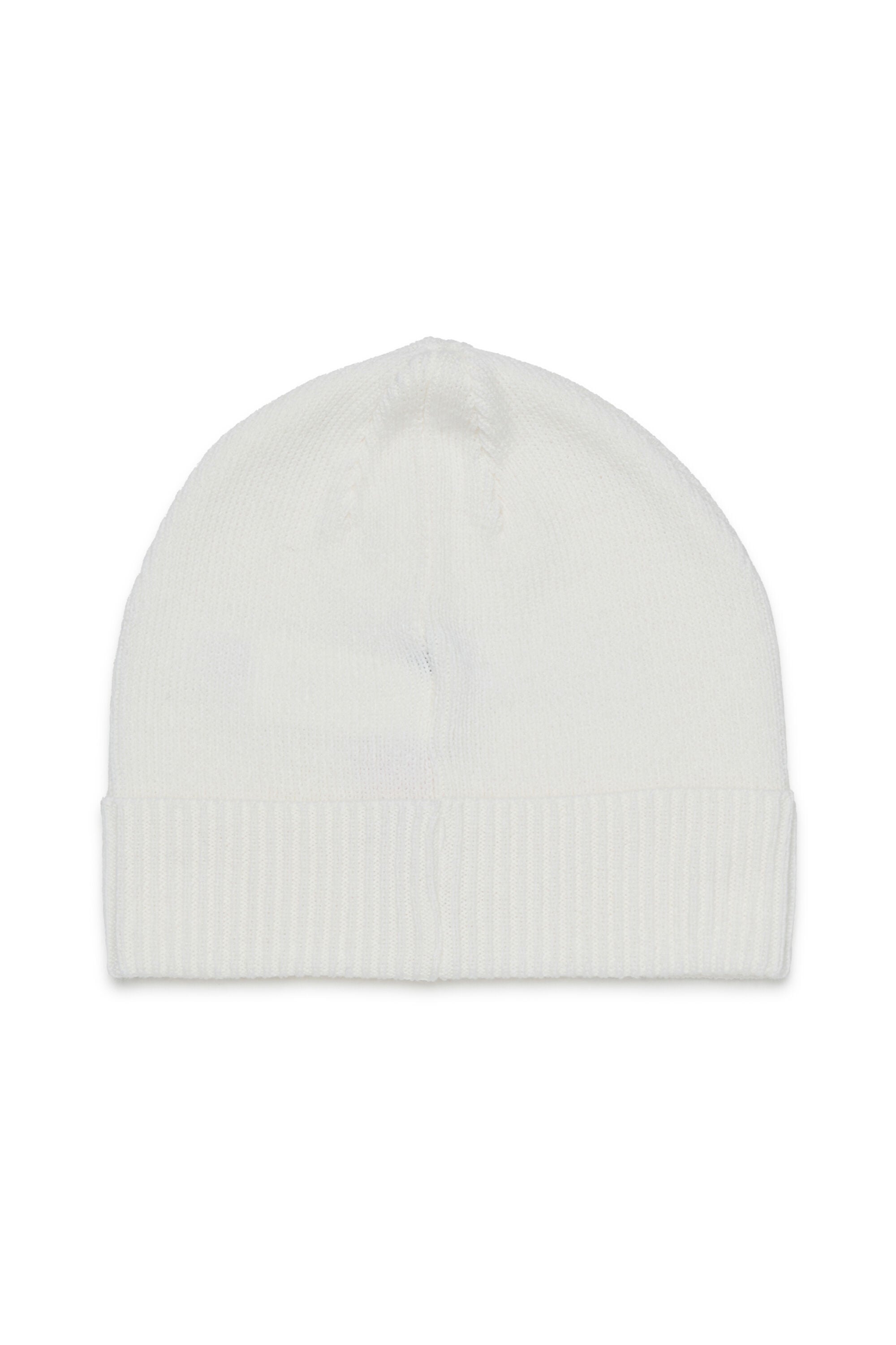 Diesel - FBAND, Bonnet en laine m&eacute;lang&eacute;e avec logo Mixte in Blanc - 2