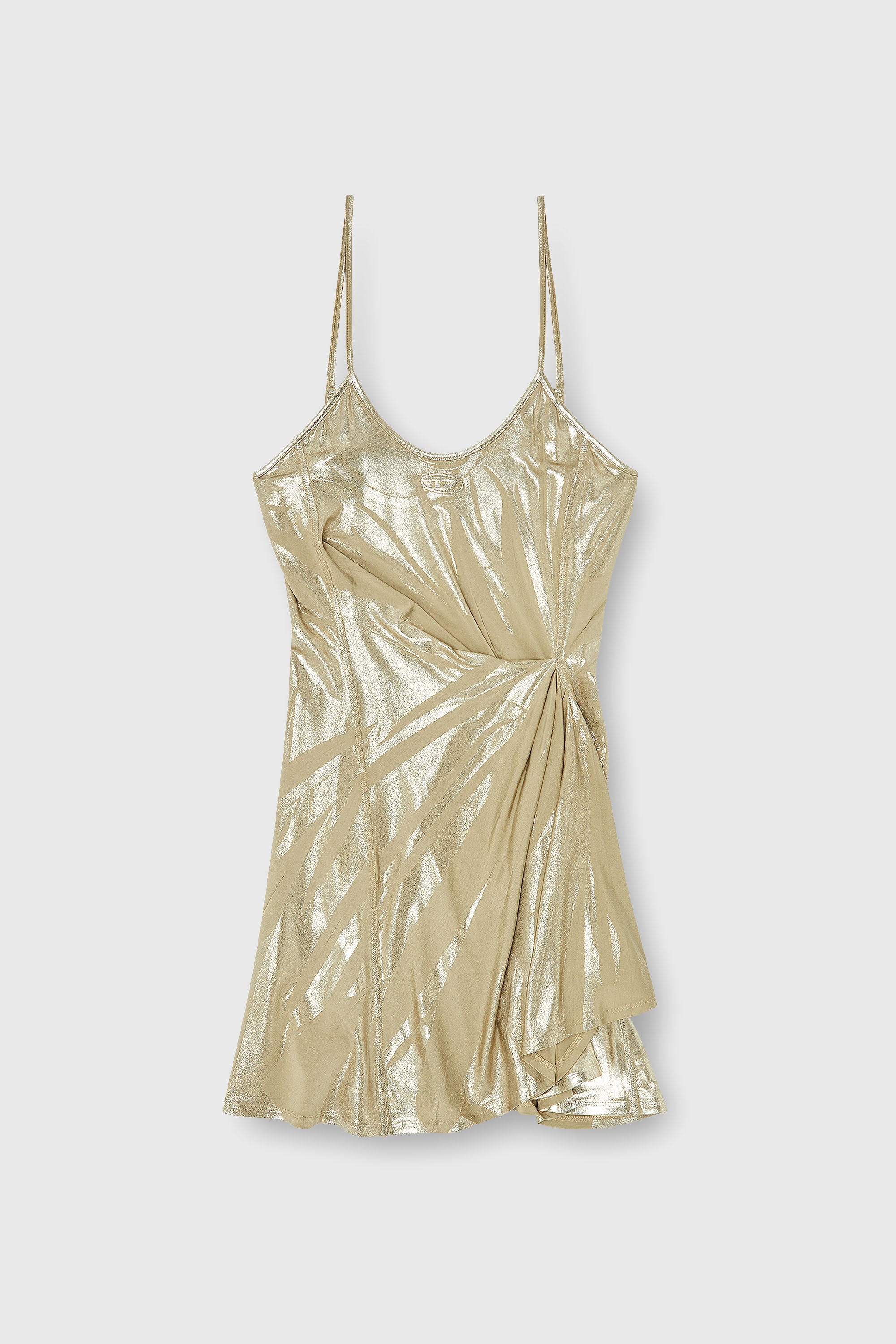 Diesel - D-INVY, Robe mini en jersey stretch &agrave; finition m&eacute;tallis&eacute;e Femme in Dor&eacute; - 2