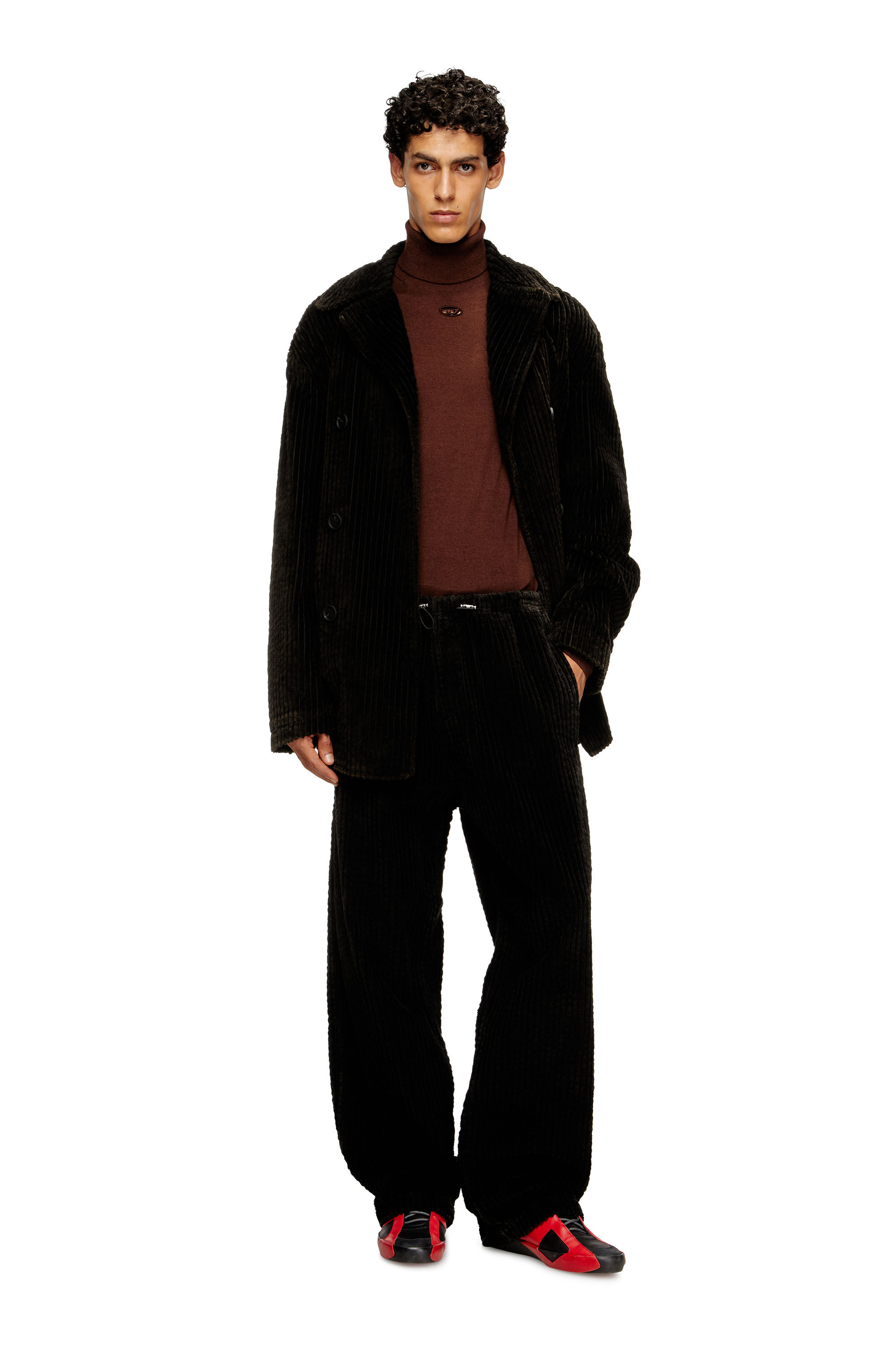 Diesel - P-MARTIAL, Pantalon en velours côtelé avec cordon de serrage Homme in Marron - 1