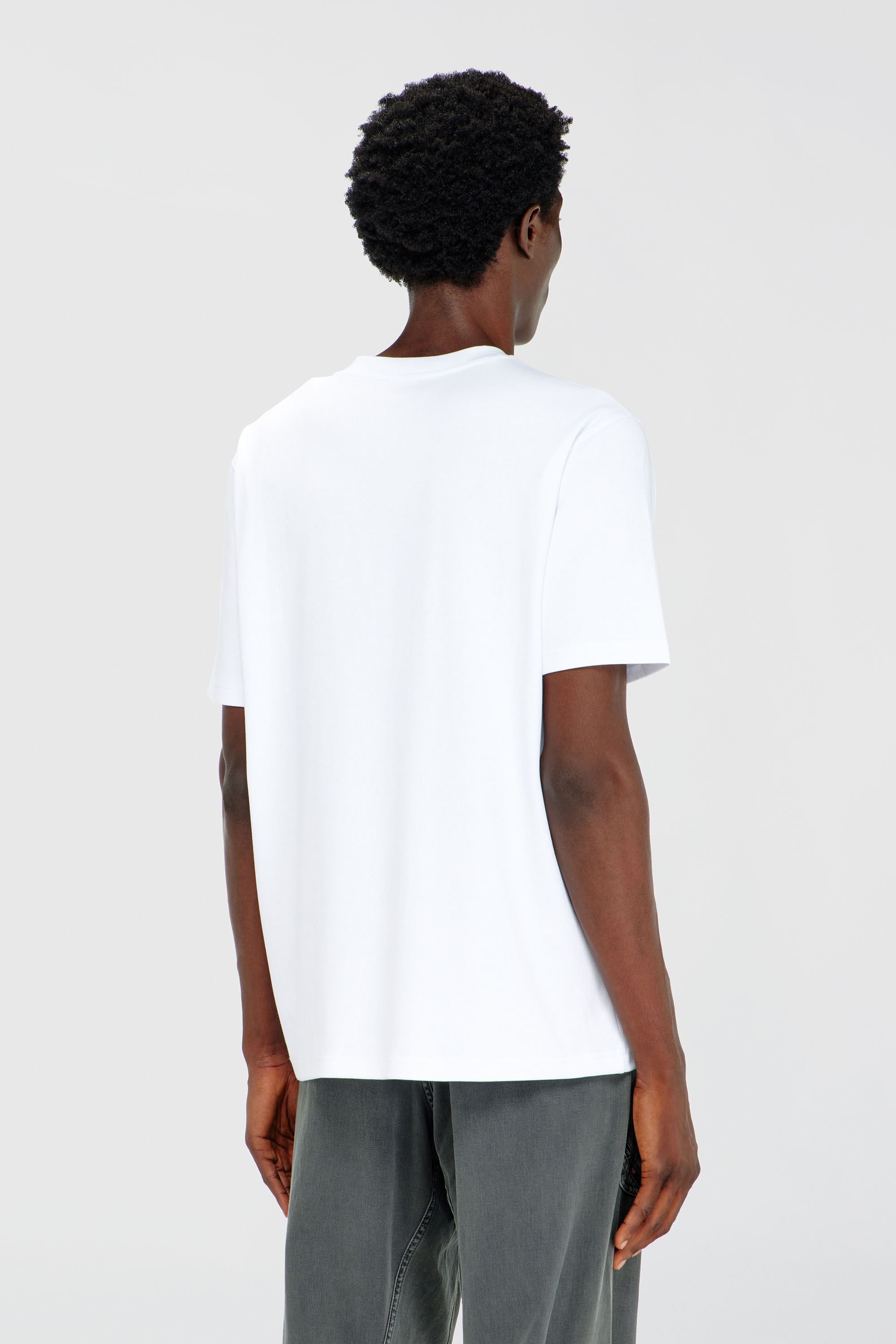 Diesel - T-ADJUST-AA2, T-shirt en interlock de coton avec logo brod&eacute; Homme in Blanc - 4