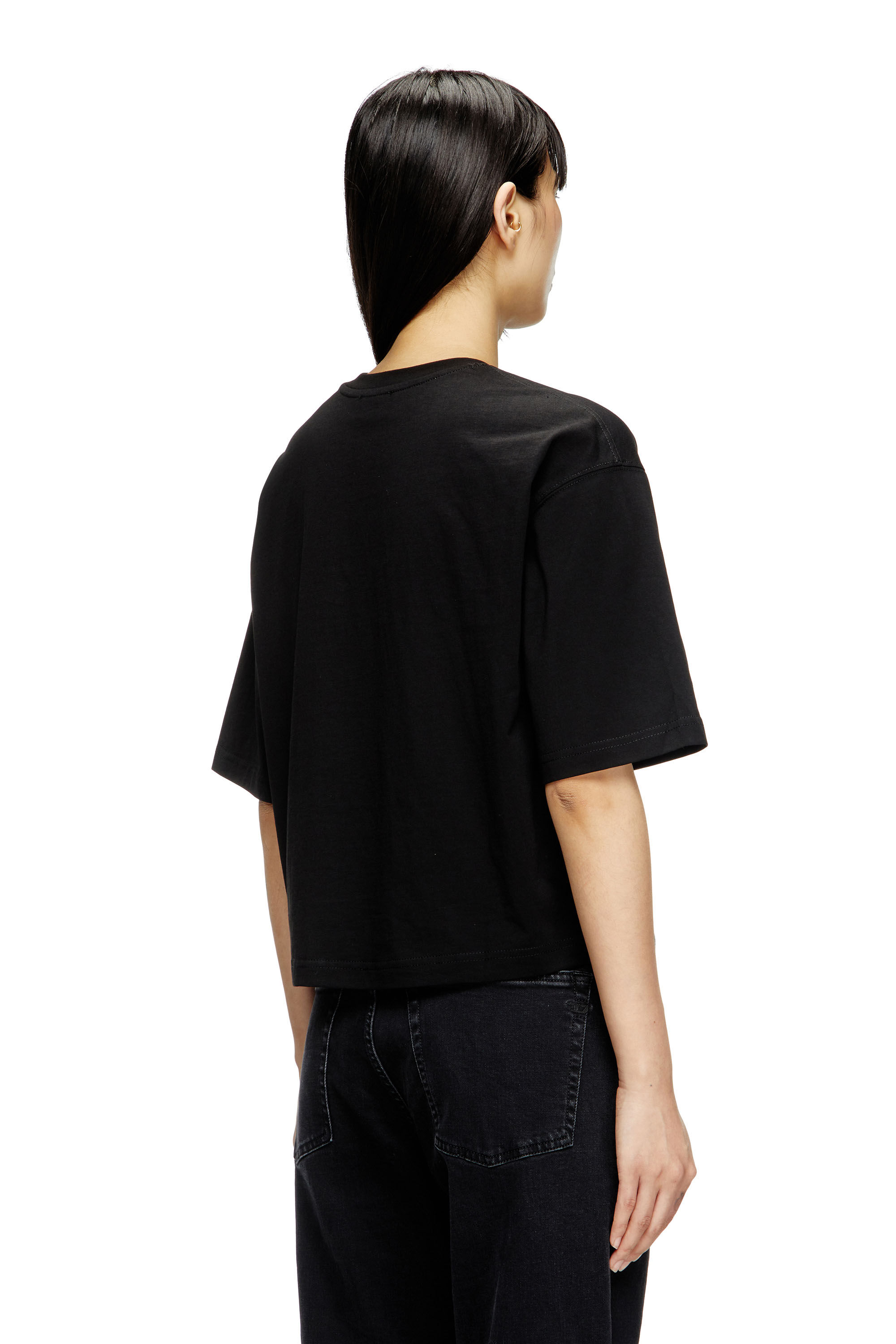 Diesel - T-ROWY-OD, T-shirt boxy avec D brodé Femme in Noir - 4