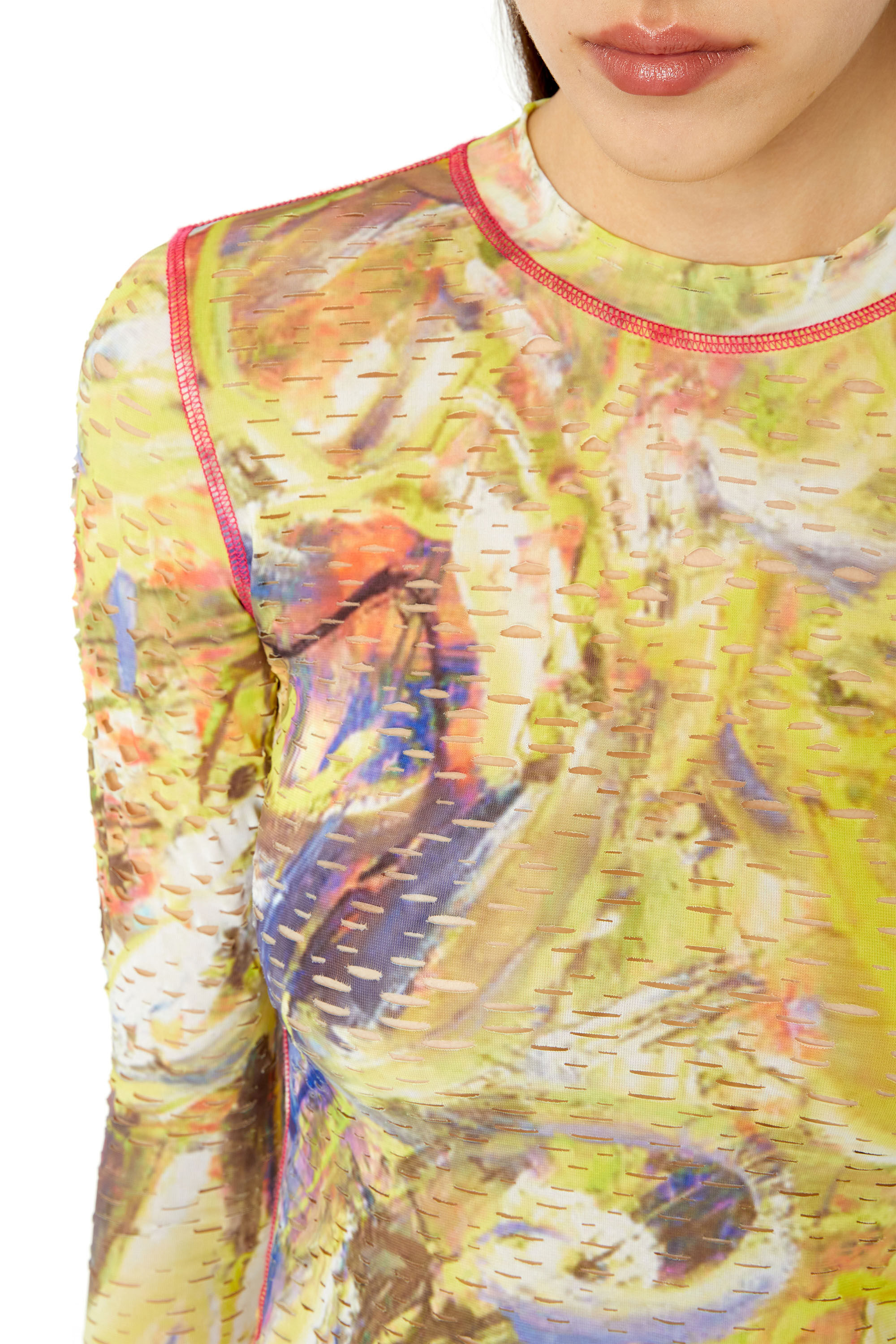 T-CLADDY Woman: Laser-cut top with abstract print | Diesel