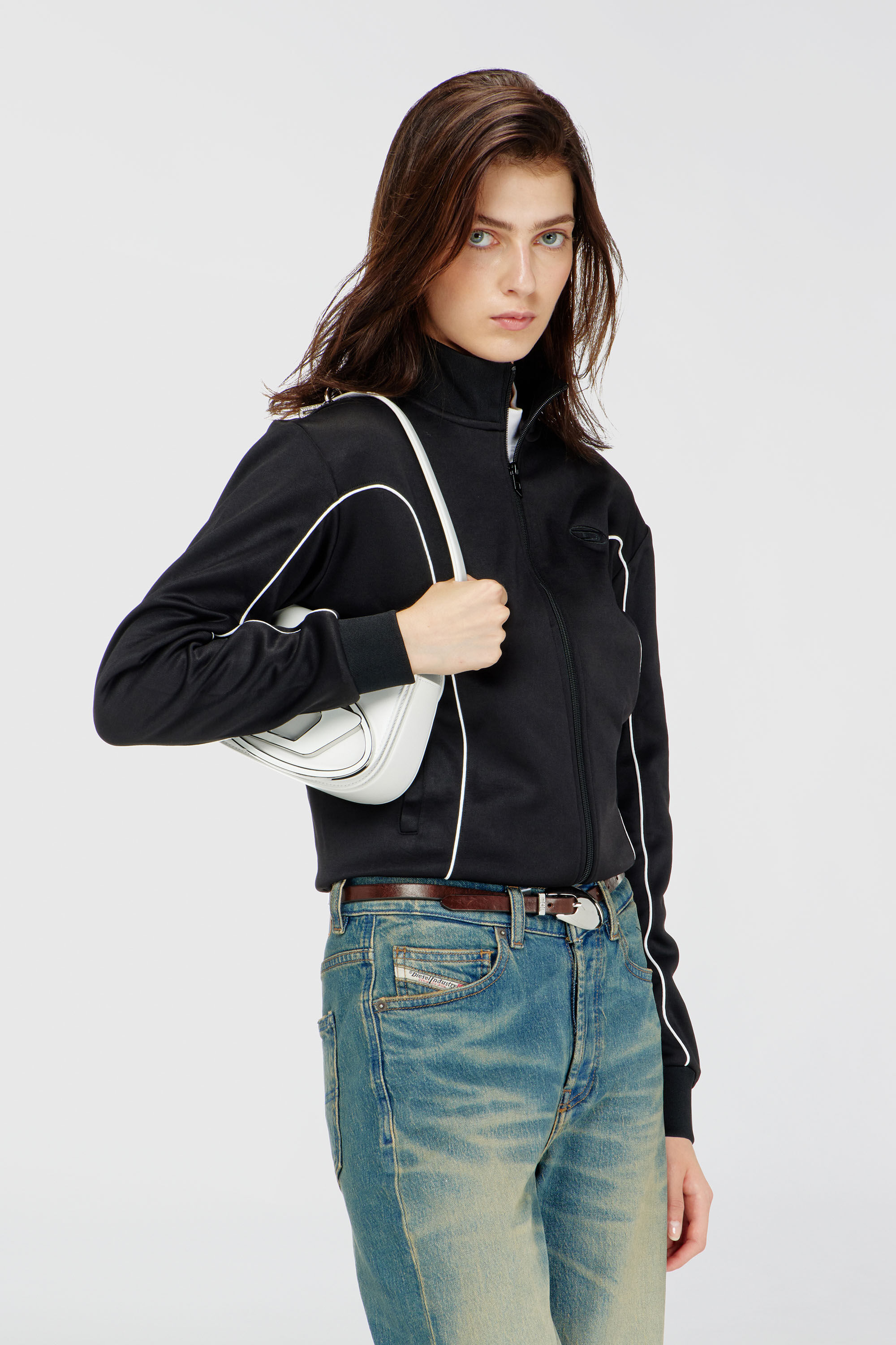 Diesel - F-LOCKING-OD, Veste en molleton avec passepoil contrastant Femme in Polychrome - 3