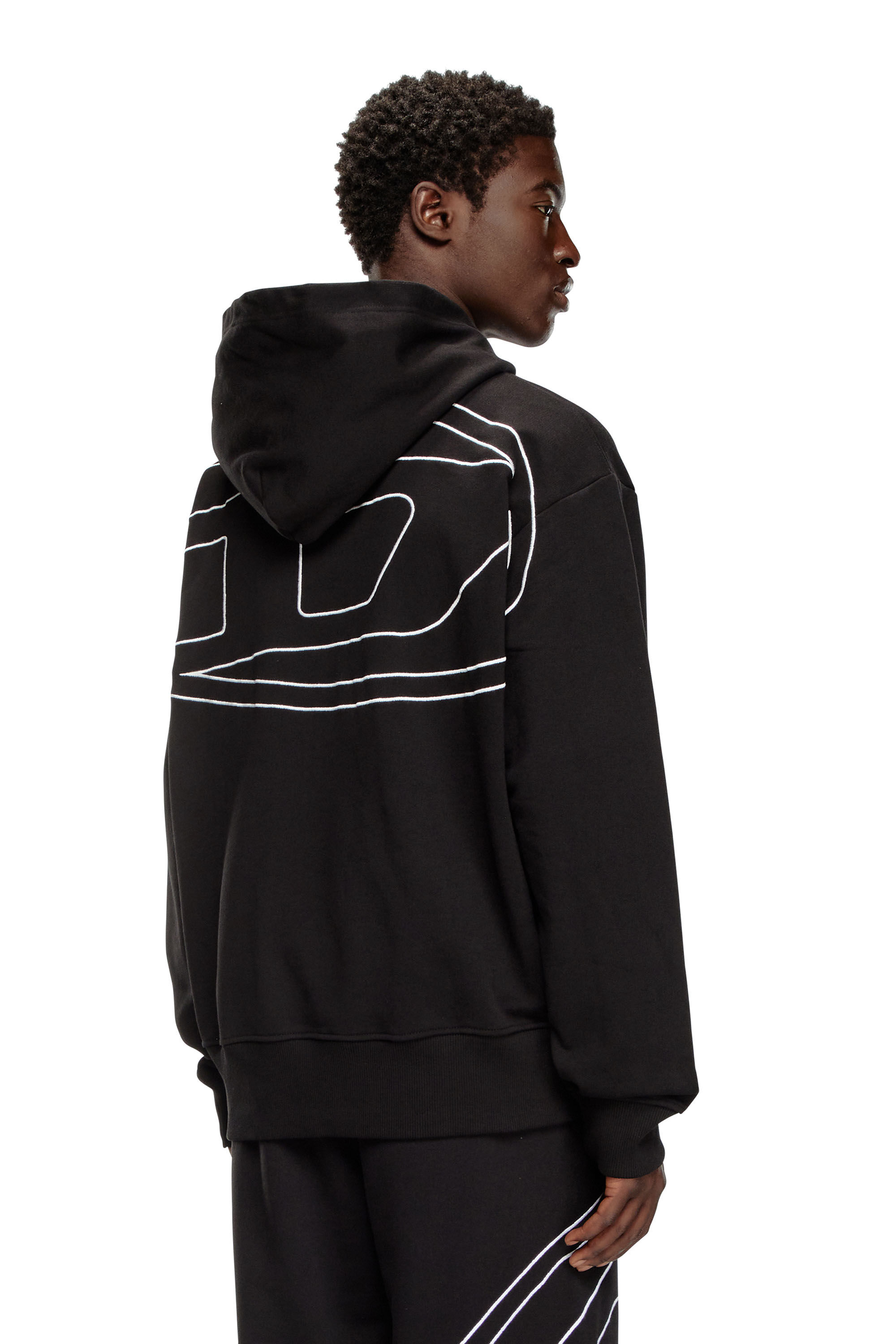 Diesel - S-MACS-HOOD-MEGOVAL-D, Sweat-shirt à capuche avec logo brodé Homme in Noir - 3