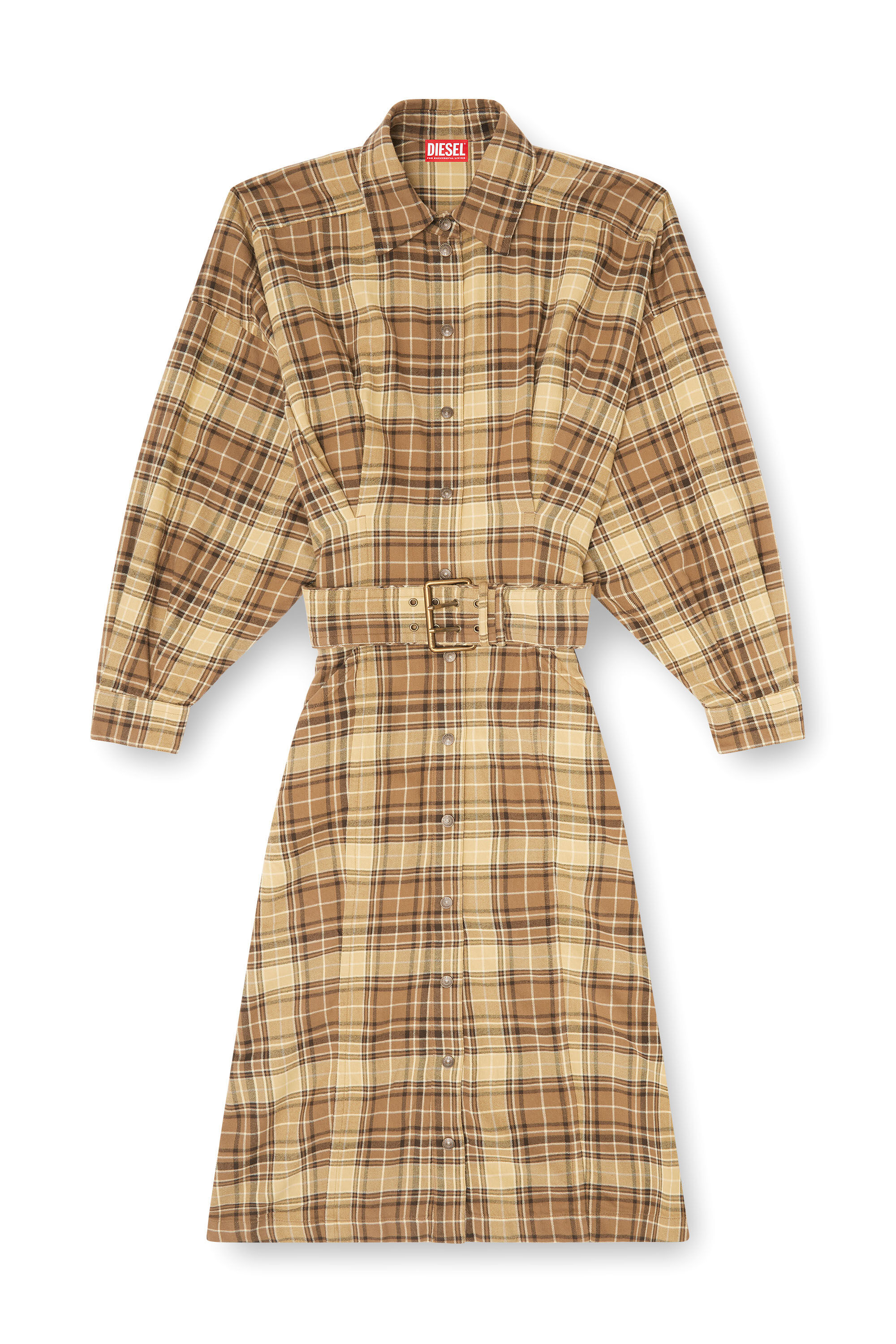 Diesel - D-EDALUS, Robe midi en flanelle &agrave; carreaux avec large ceinture Femme in ToBeDefined - 2