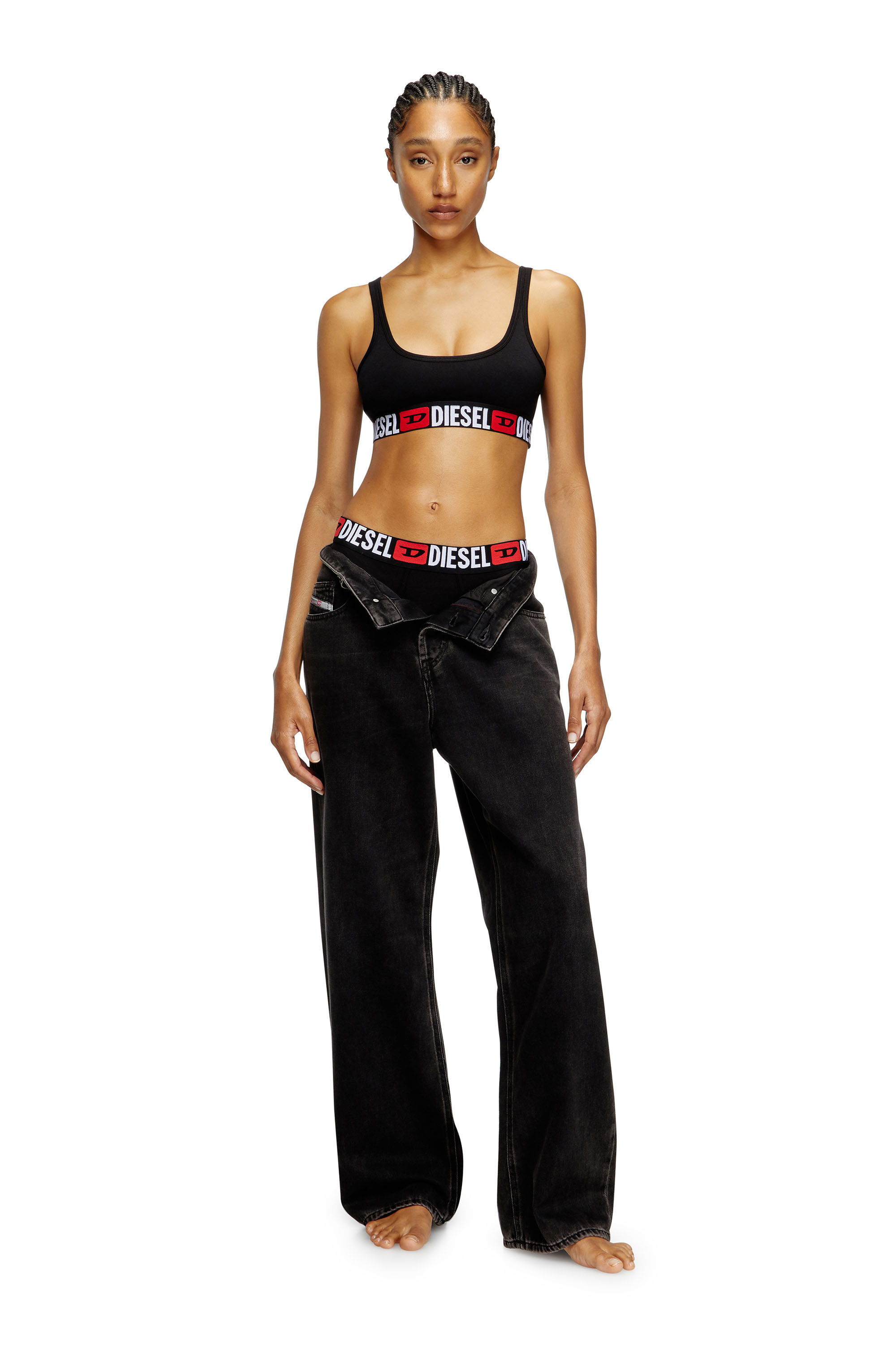 Diesel - UFSB-ORIBA, Bralette avec bande logo Femme in Noir - 1