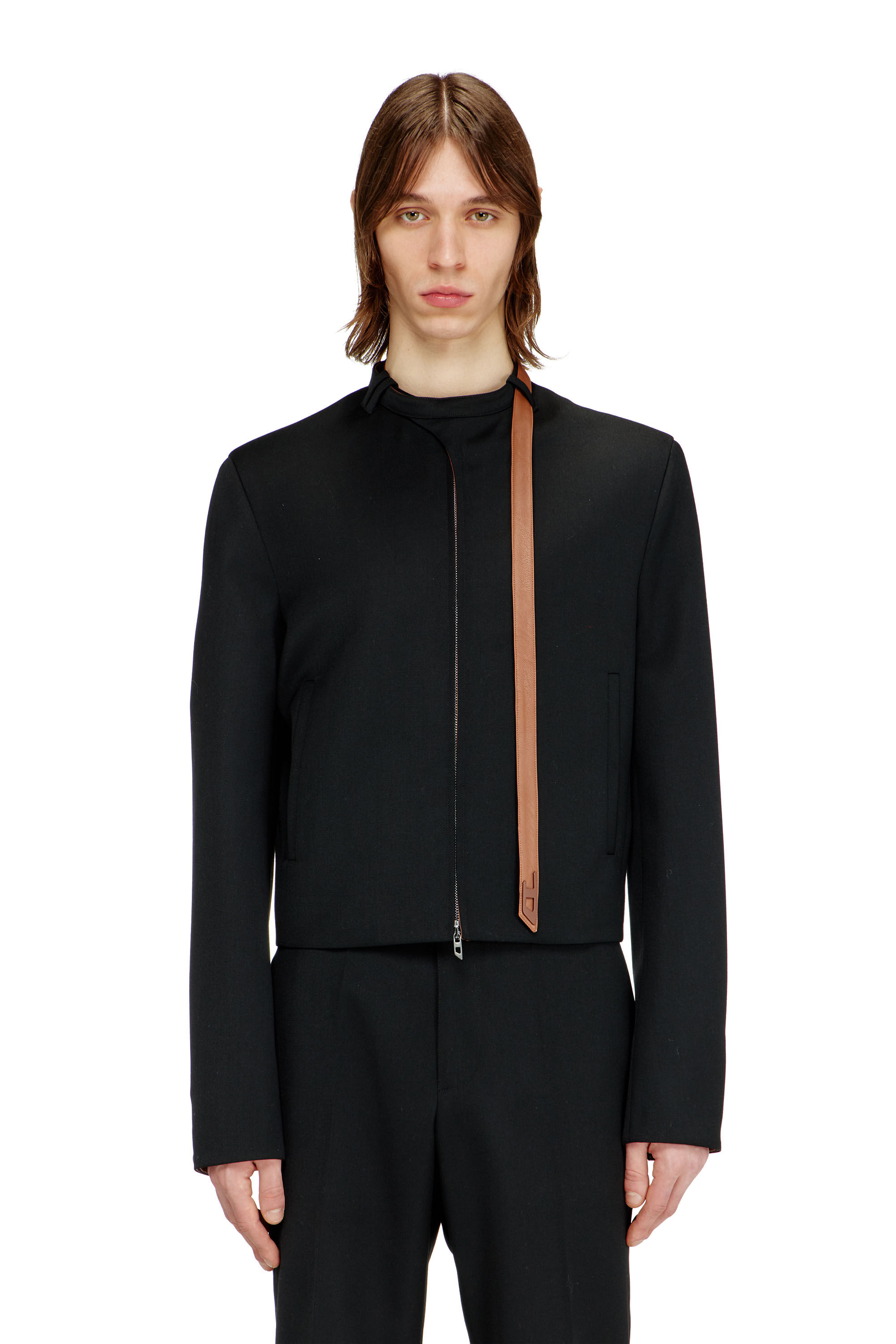 Diesel - J-NURIEL-A, Veste tailleur avec sangle biker au col Homme in Noir - 3