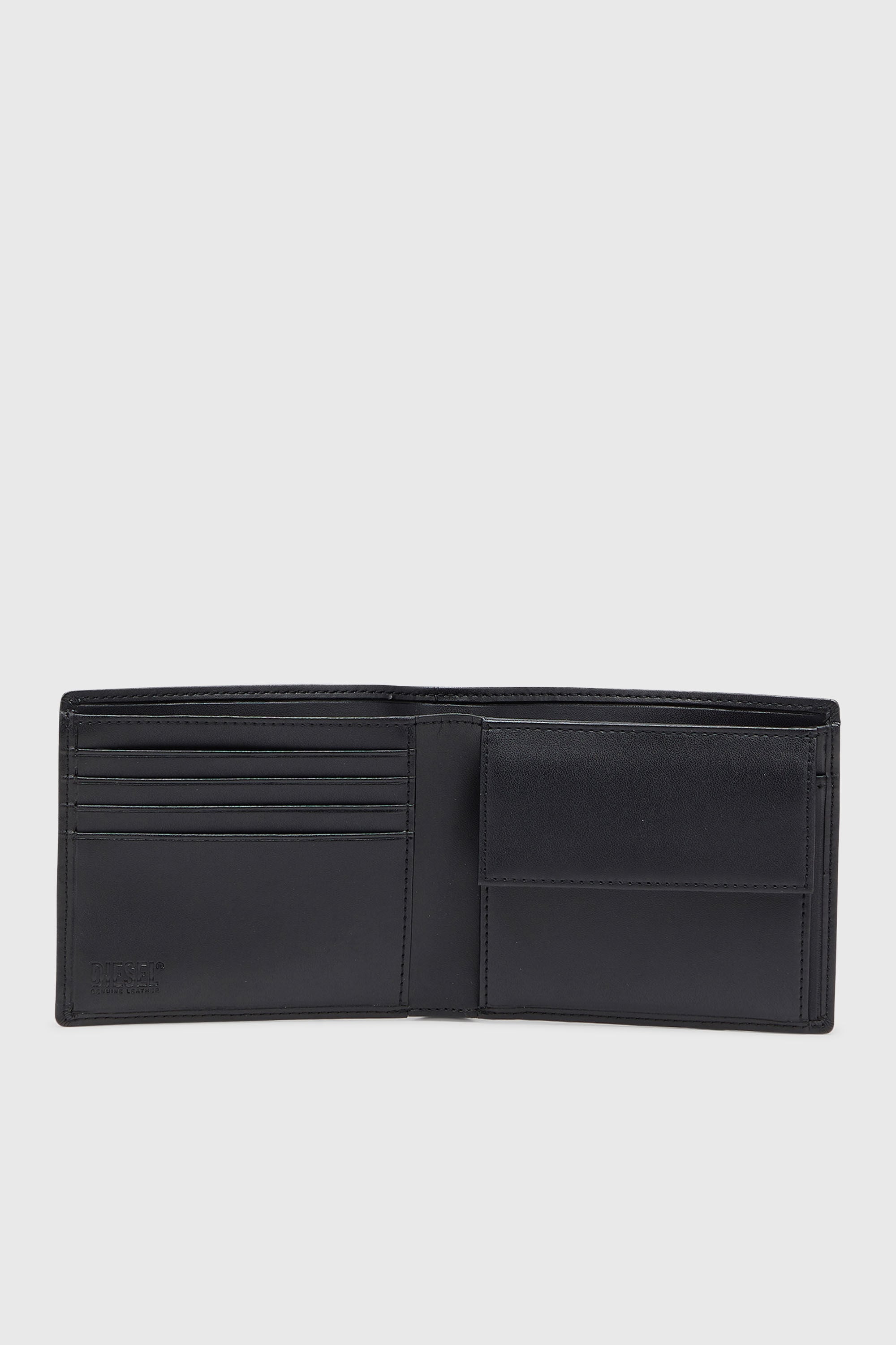 Diesel - BI FOLD COIN S, Man's Bi-fold wallet in leather with coin pocket in Black - 3
