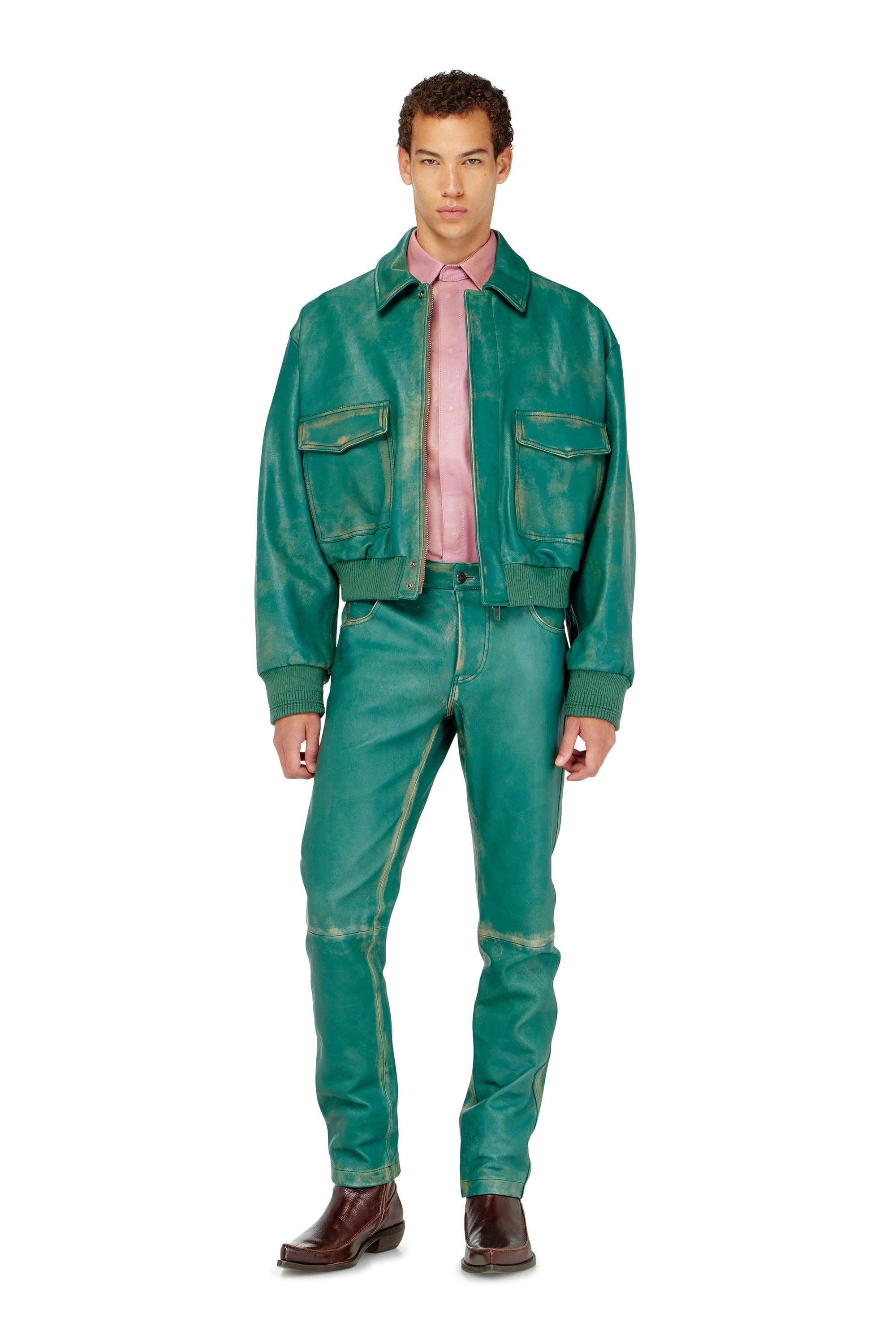 Diesel - P-OCKET, Pantalon en cuir trait&eacute; Homme in ToBeDefined - 1