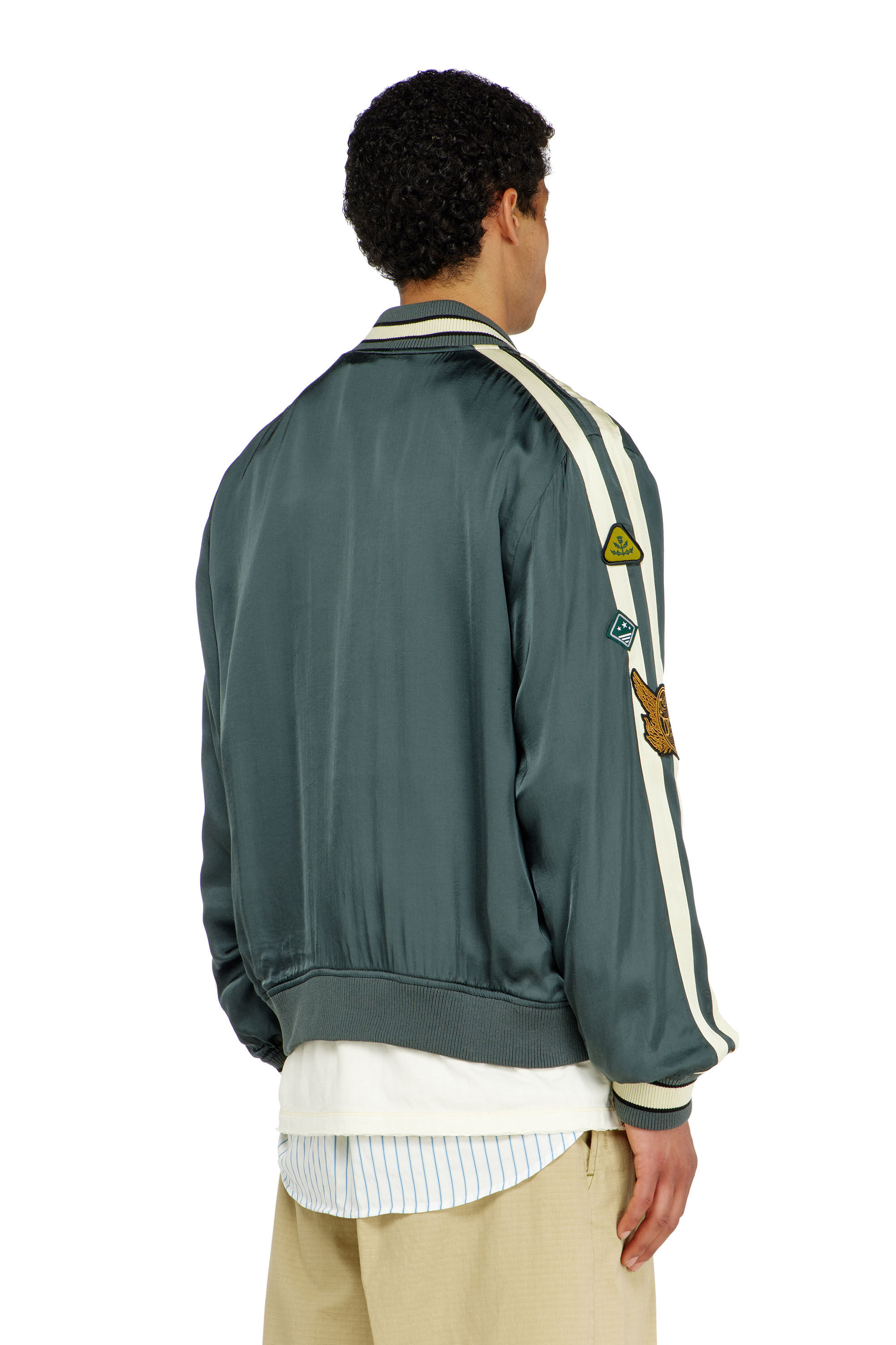 Diesel - J-ANNU, Blouson bomber satin&eacute; avec patchs Homme in ToBeDefined - 3