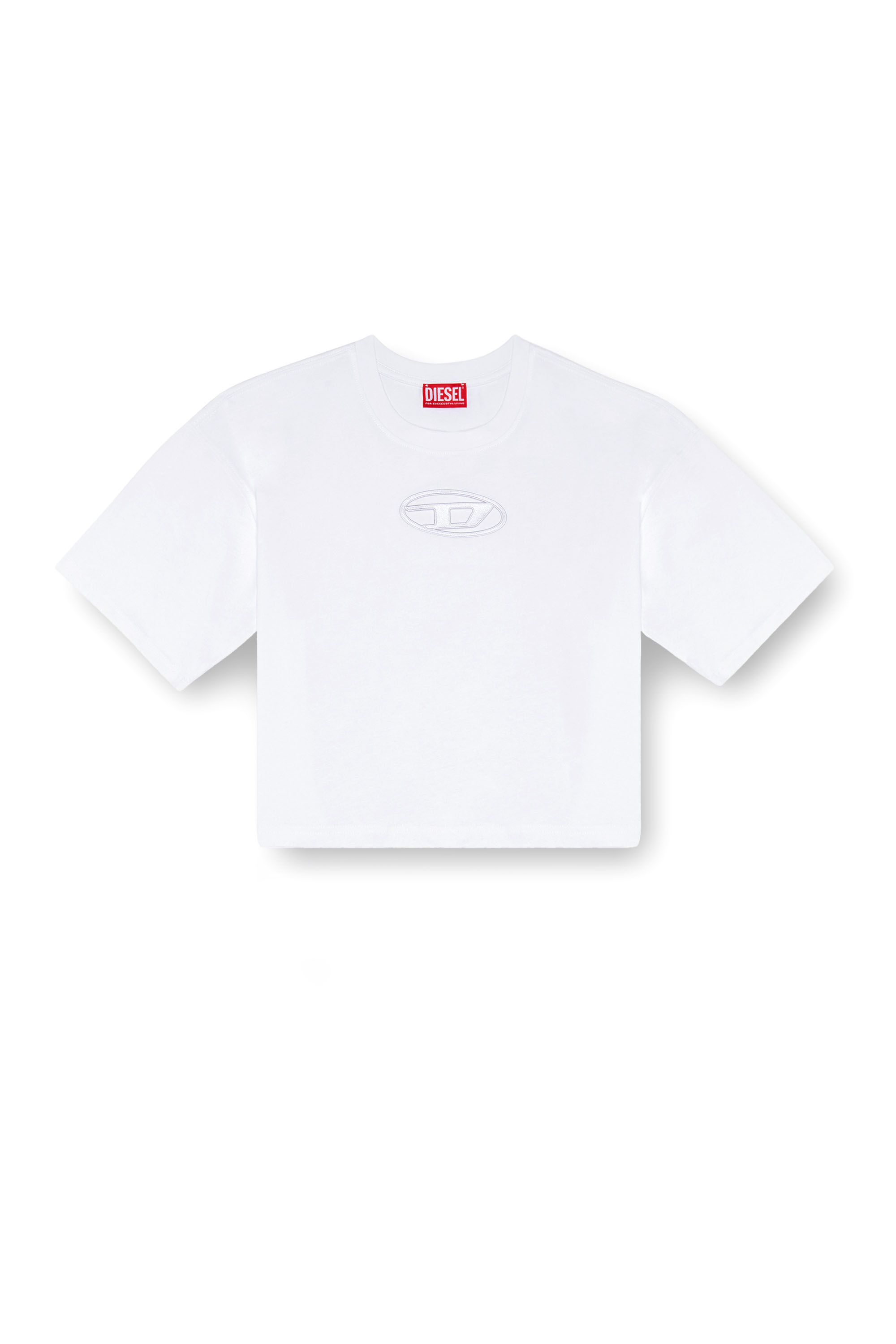 Diesel - T-ROWY-OD, T-shirt boxy avec D brodé Femme in Blanc - 2