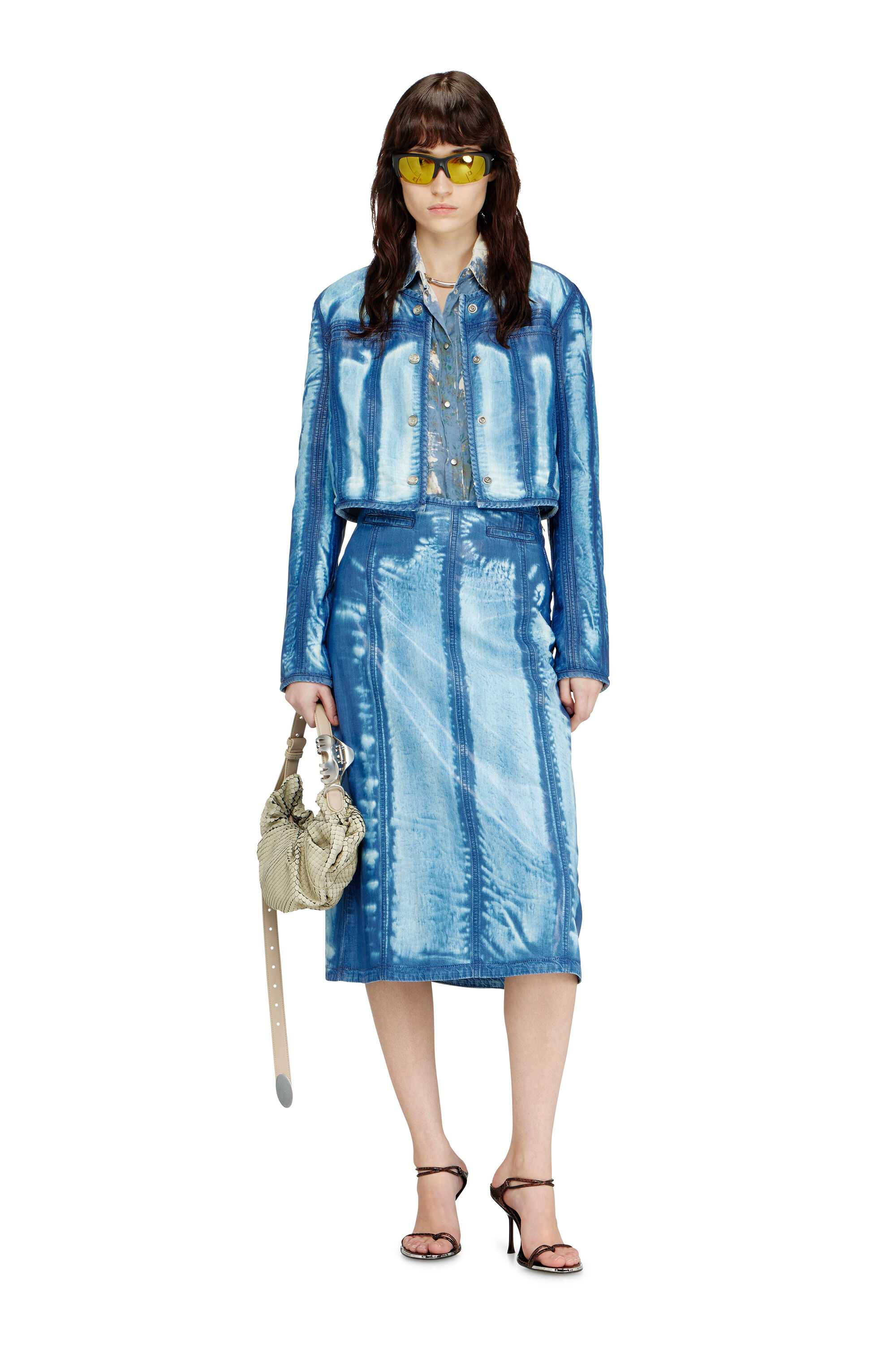 Diesel - GRAB-D HOBO S, Grab-D-Sac hobo froiss&eacute; en cuir effet serpent Femme in Beige - 1