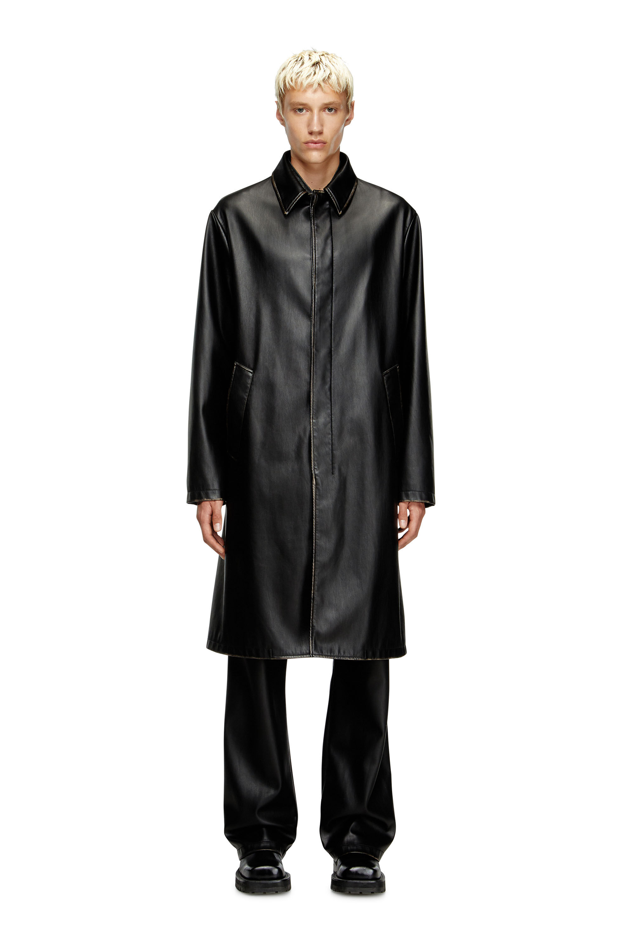 Diesel - J-RIVERS, Caban vieilli avec doublure en flanelle Homme in Noir - 3