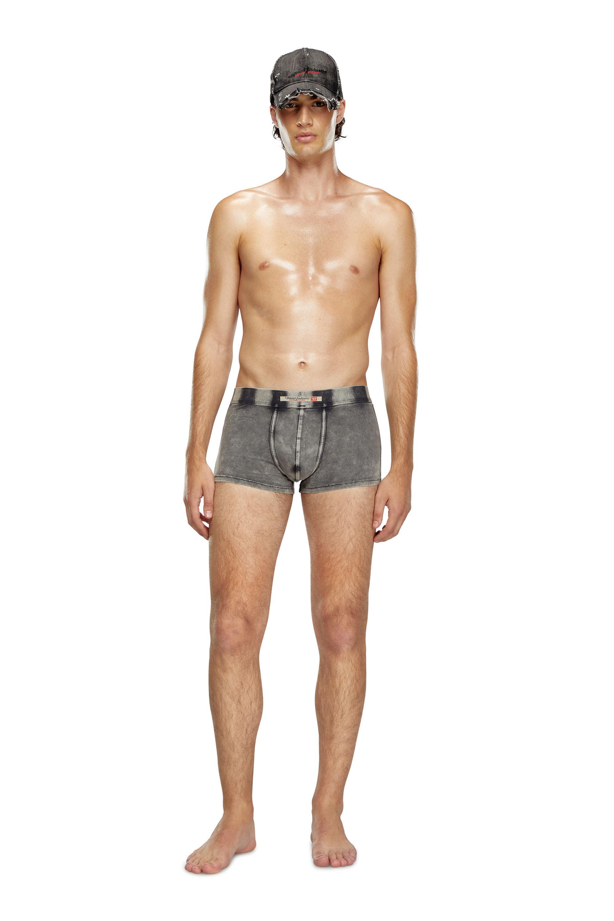 Boxer en coton effet denim Homme Noir Diesel