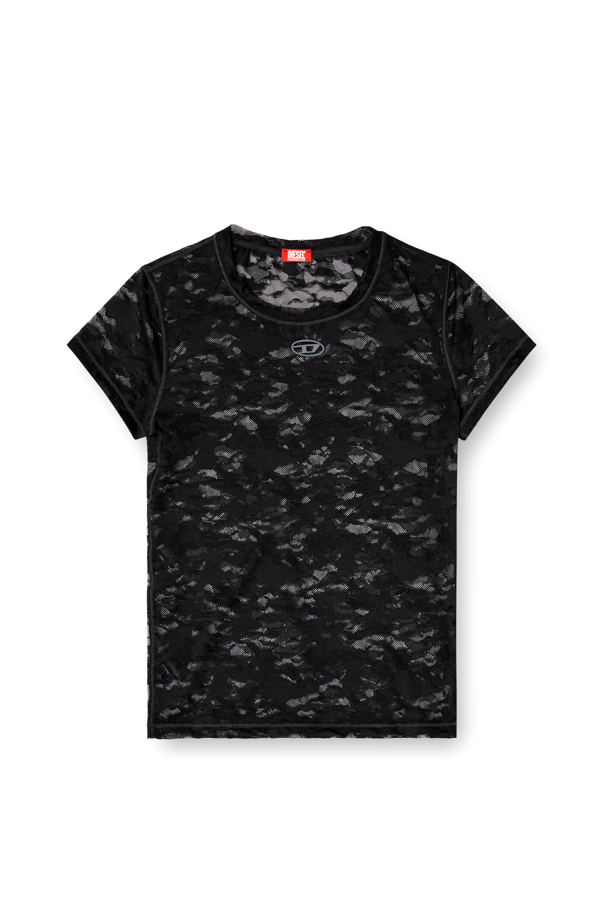 Diesel - KASIA-UTLT, T-shirt en dentelle camouflage Femme in Noir - 2
