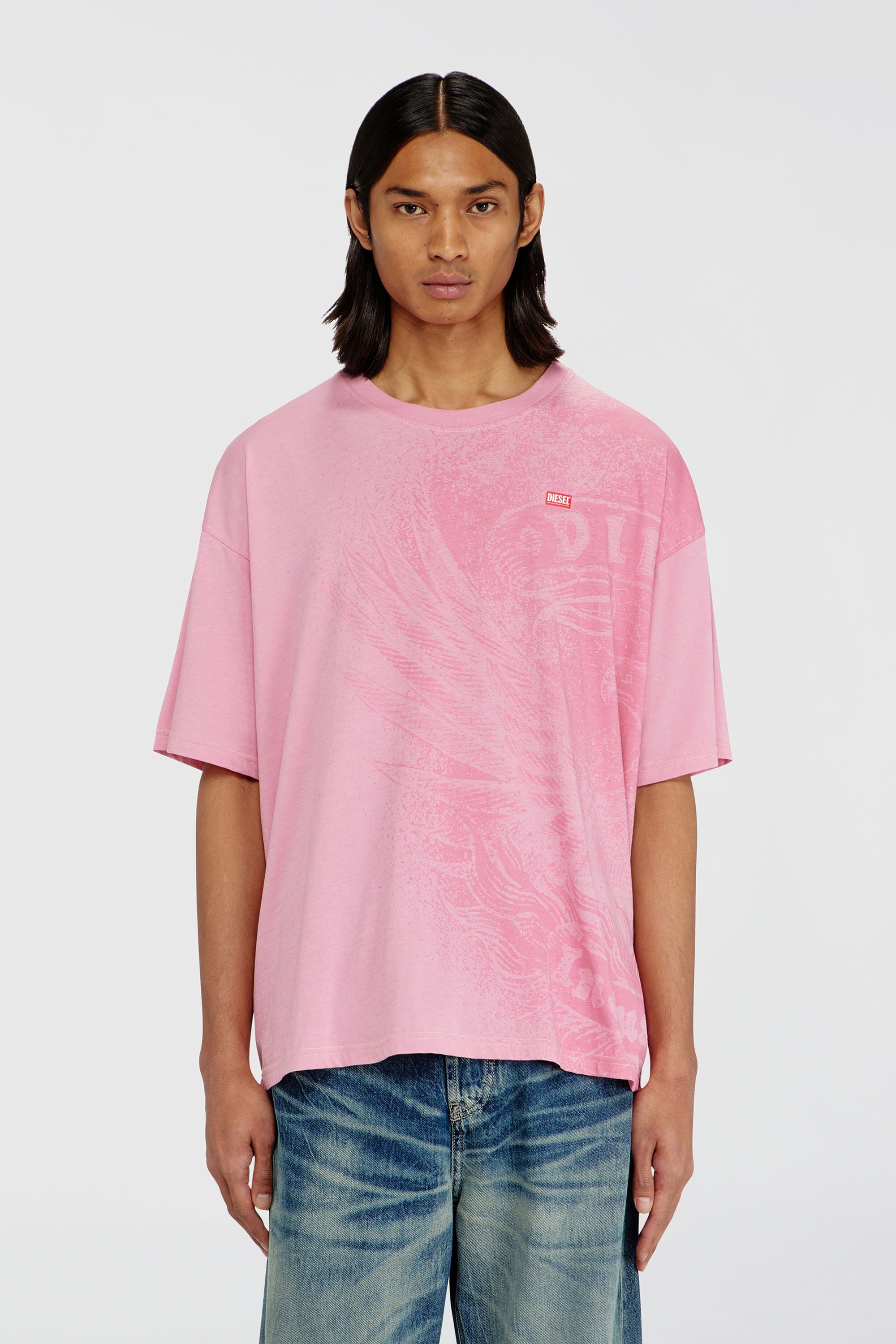 Diesel - T-BOXT-AA3, T-shirt d&eacute;contract&eacute; avec impressions pigmentaires Homme in Rose - 3