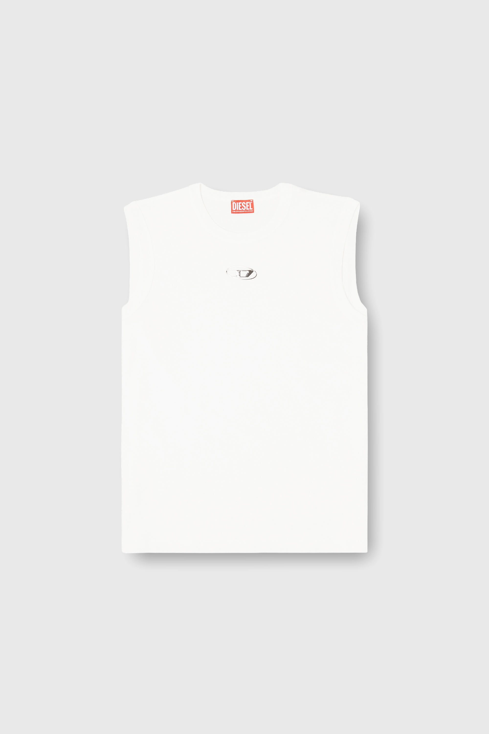 Diesel - T-BISCO-IOD, D&eacute;bardeur en coton avec un Oval D m&eacute;tallis&eacute; Homme in Blanc - 2