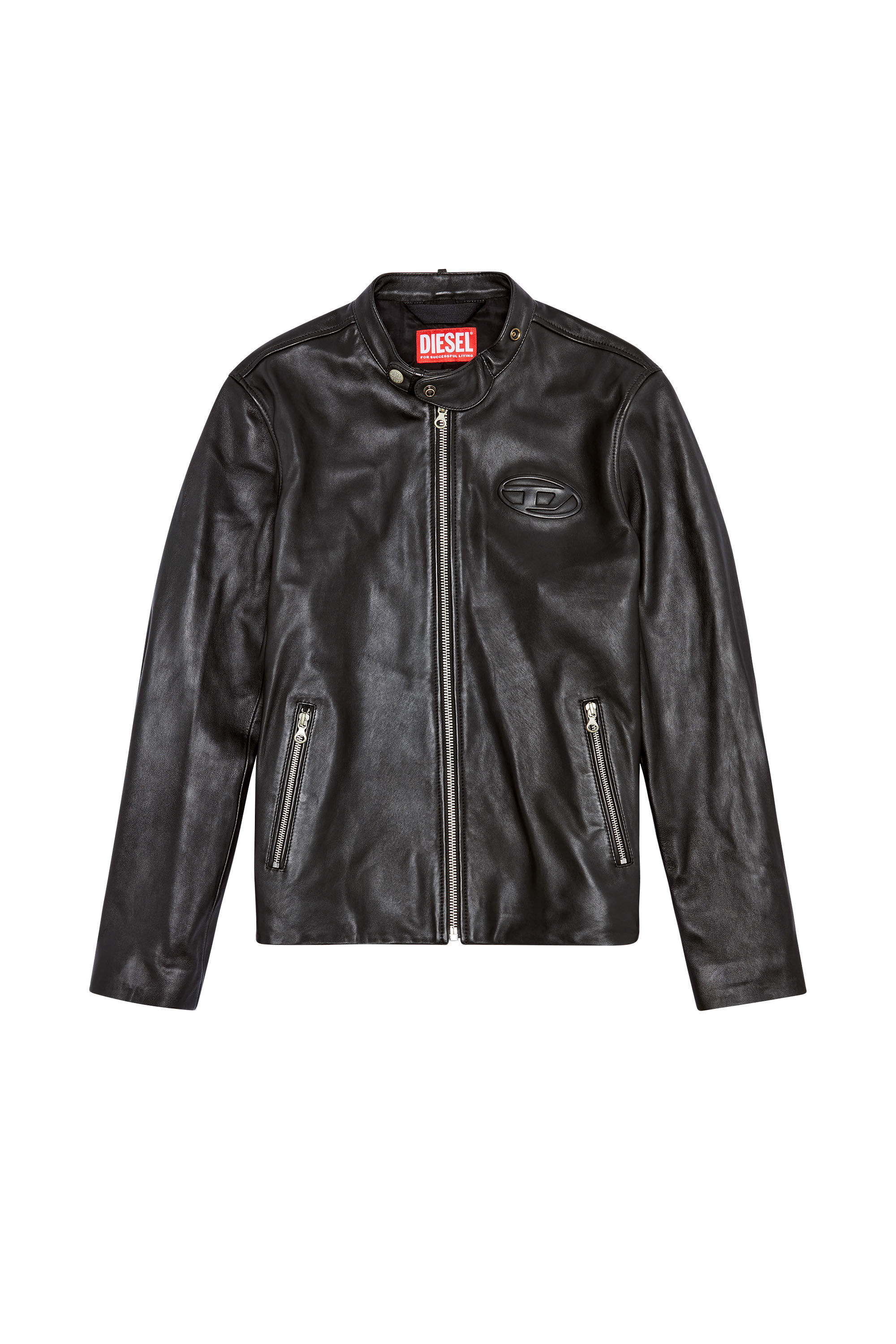 Veste biker en cuir avec logo effet vieilli Homme L METALO Diesel