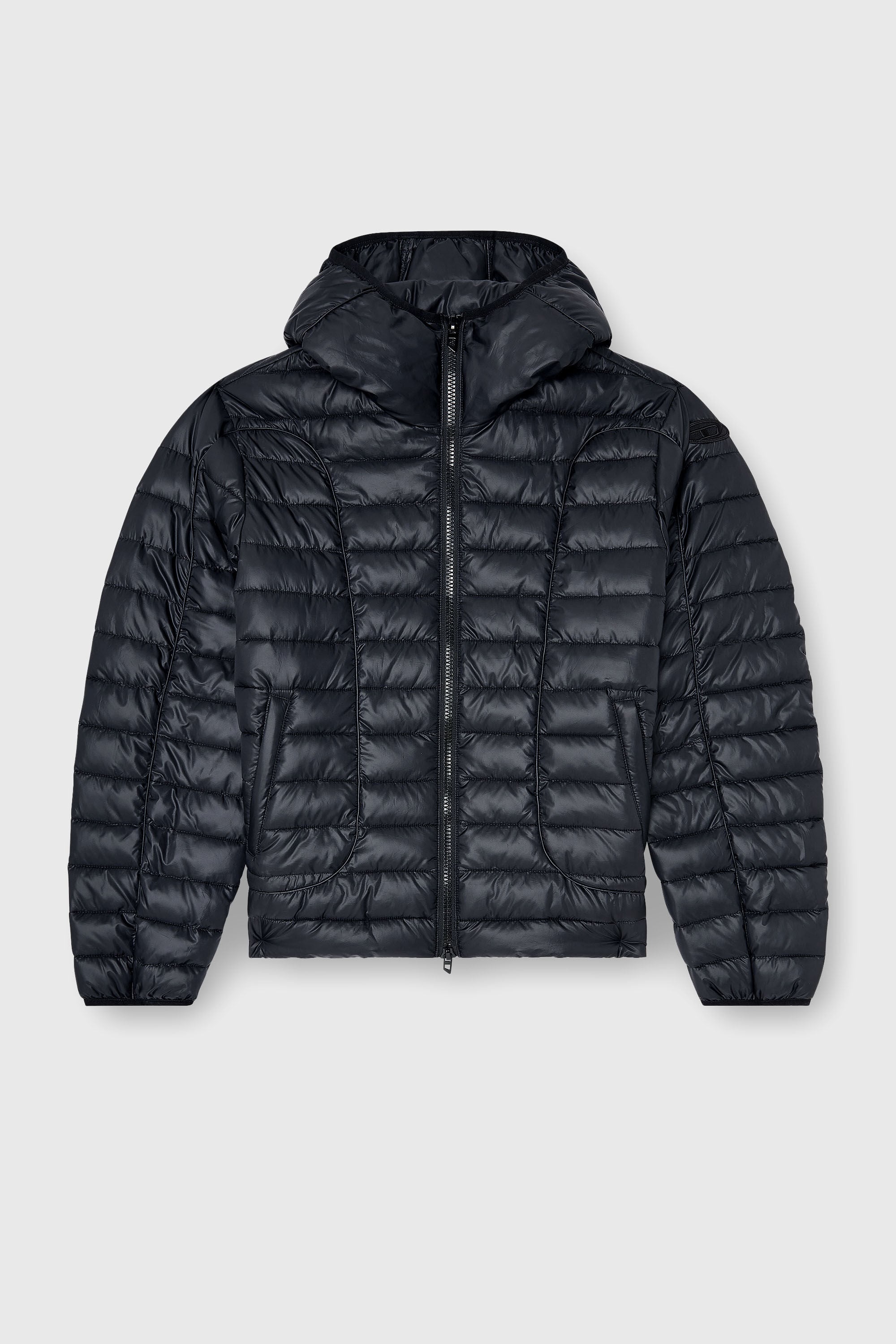 Diesel - W-STONE-WRD, Doudoune avec passepoil ton sur ton Homme in Noir - 2