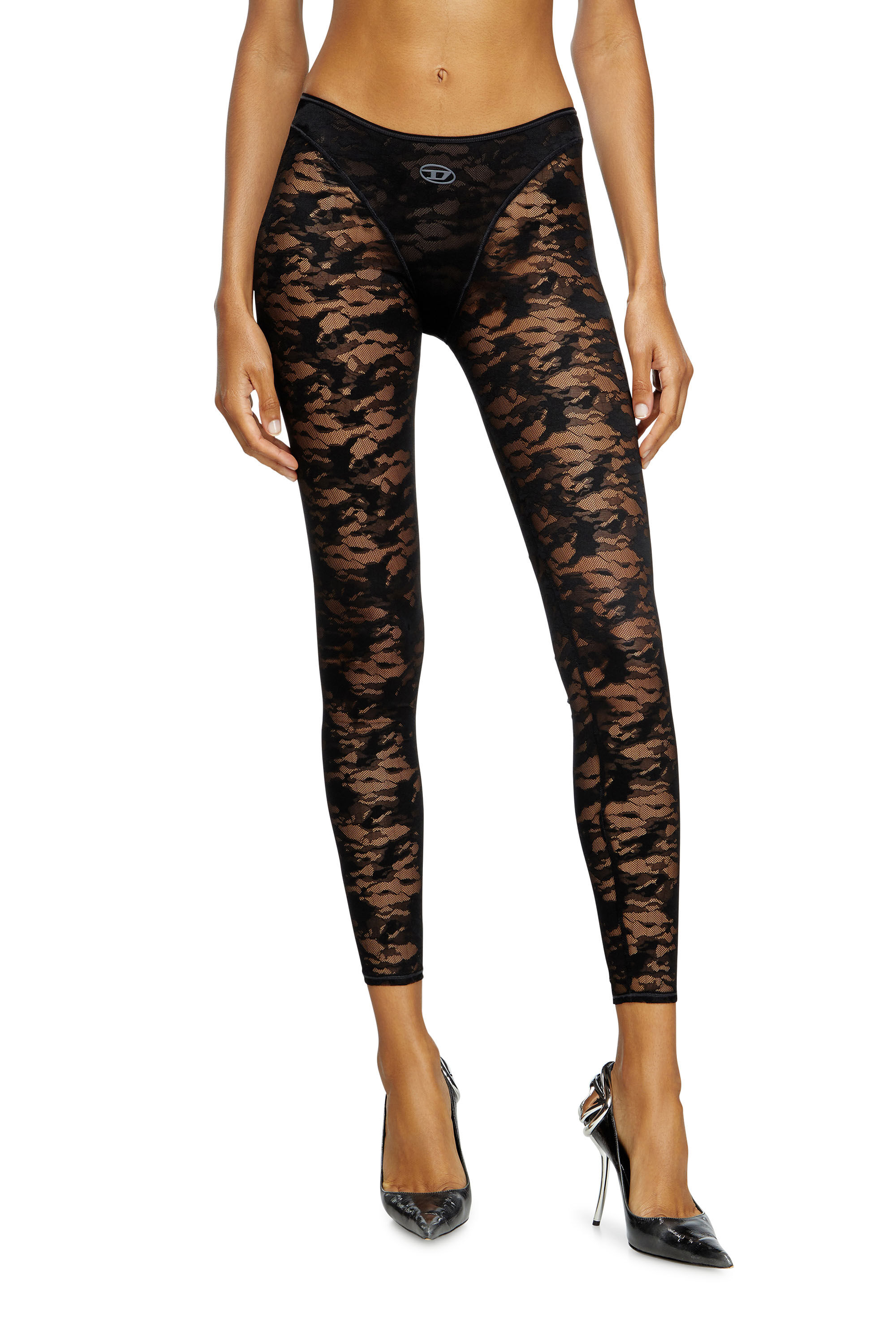 Diesel - CLAIRE-UTLT, Legging en dentelle camouflage Femme in Noir - 3