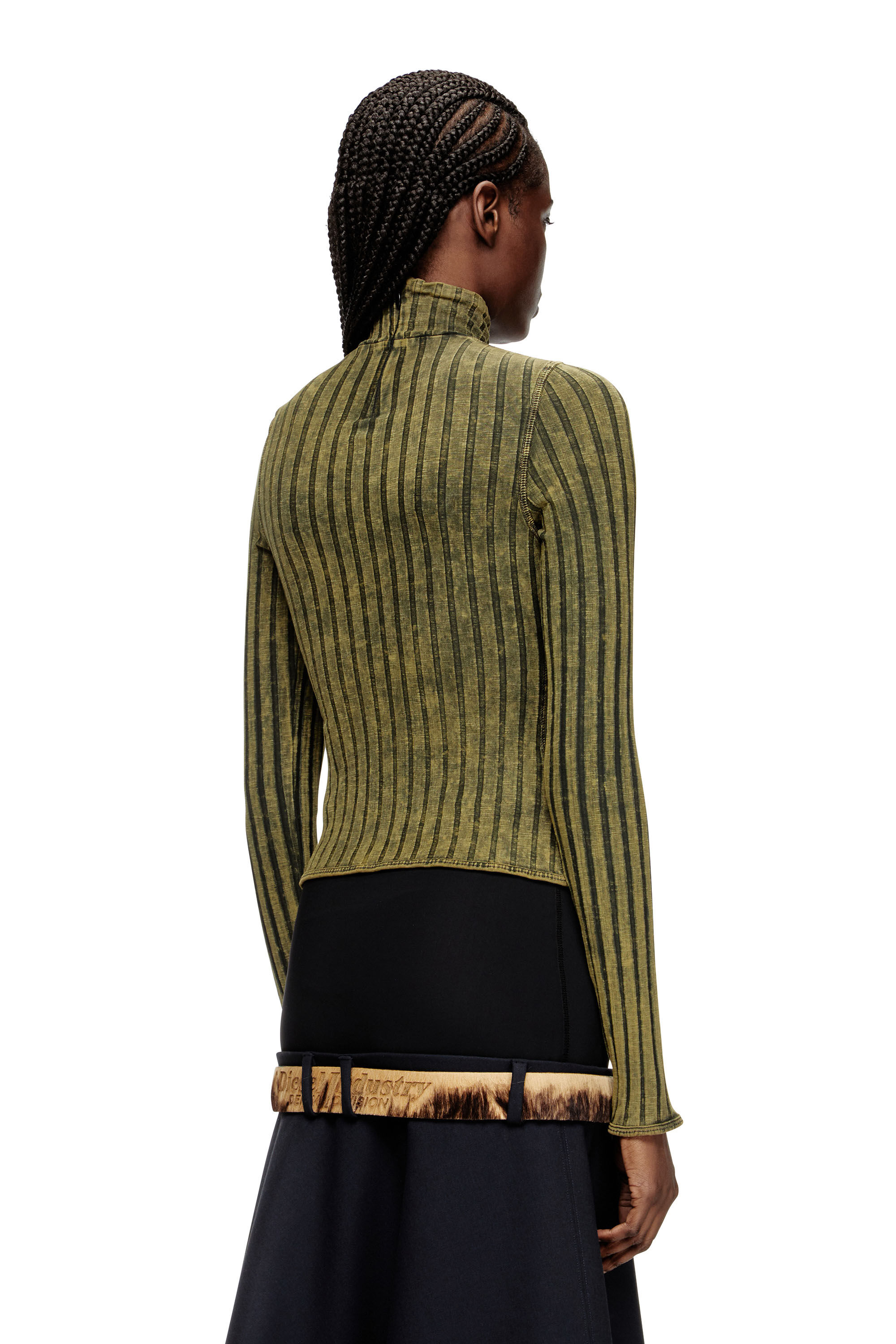 Diesel - T-CLAWA, Pull en jersey à larges côtes traité Femme in Vert - 4
