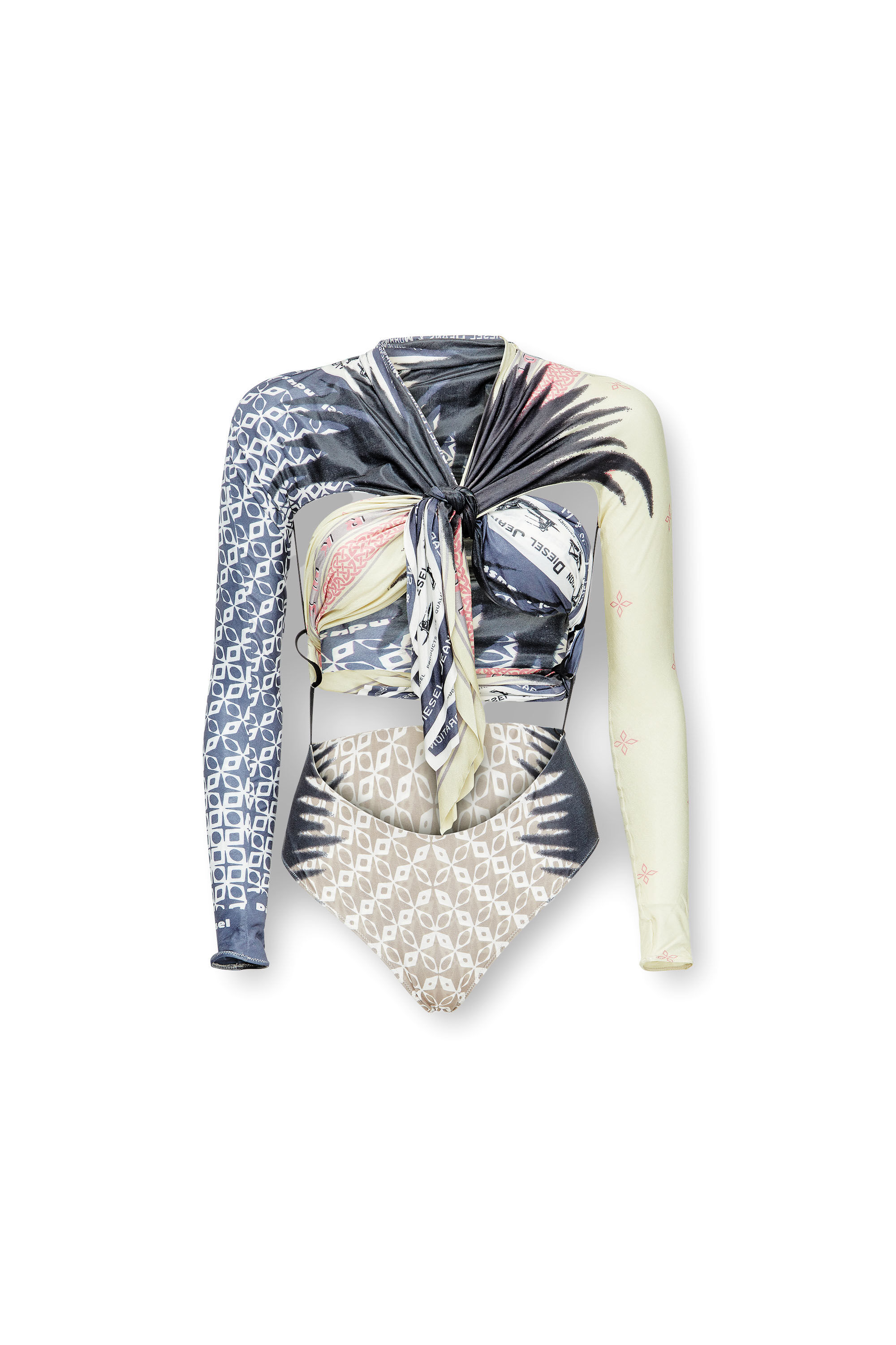 Diesel - T-EXO, Top avec devant en bandana drapé Femme in Polychrome - 2