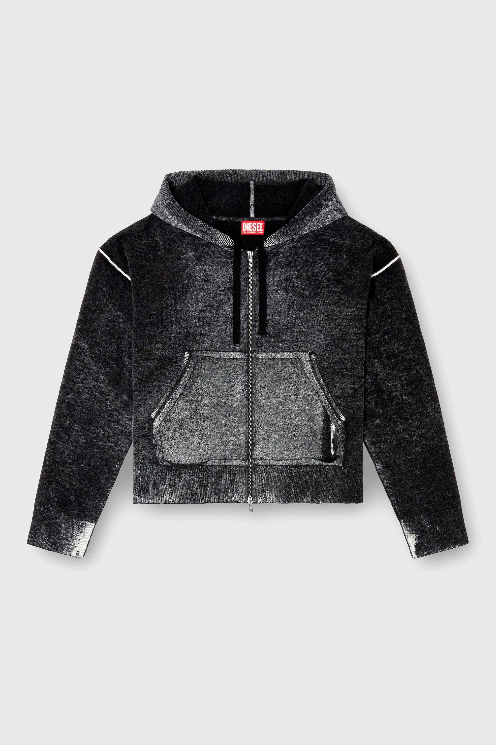 Diesel - M-HERMINE, Cardigan &agrave; capuche &agrave; imprim&eacute; invers&eacute; en laine Femme in Polychrome - 2
