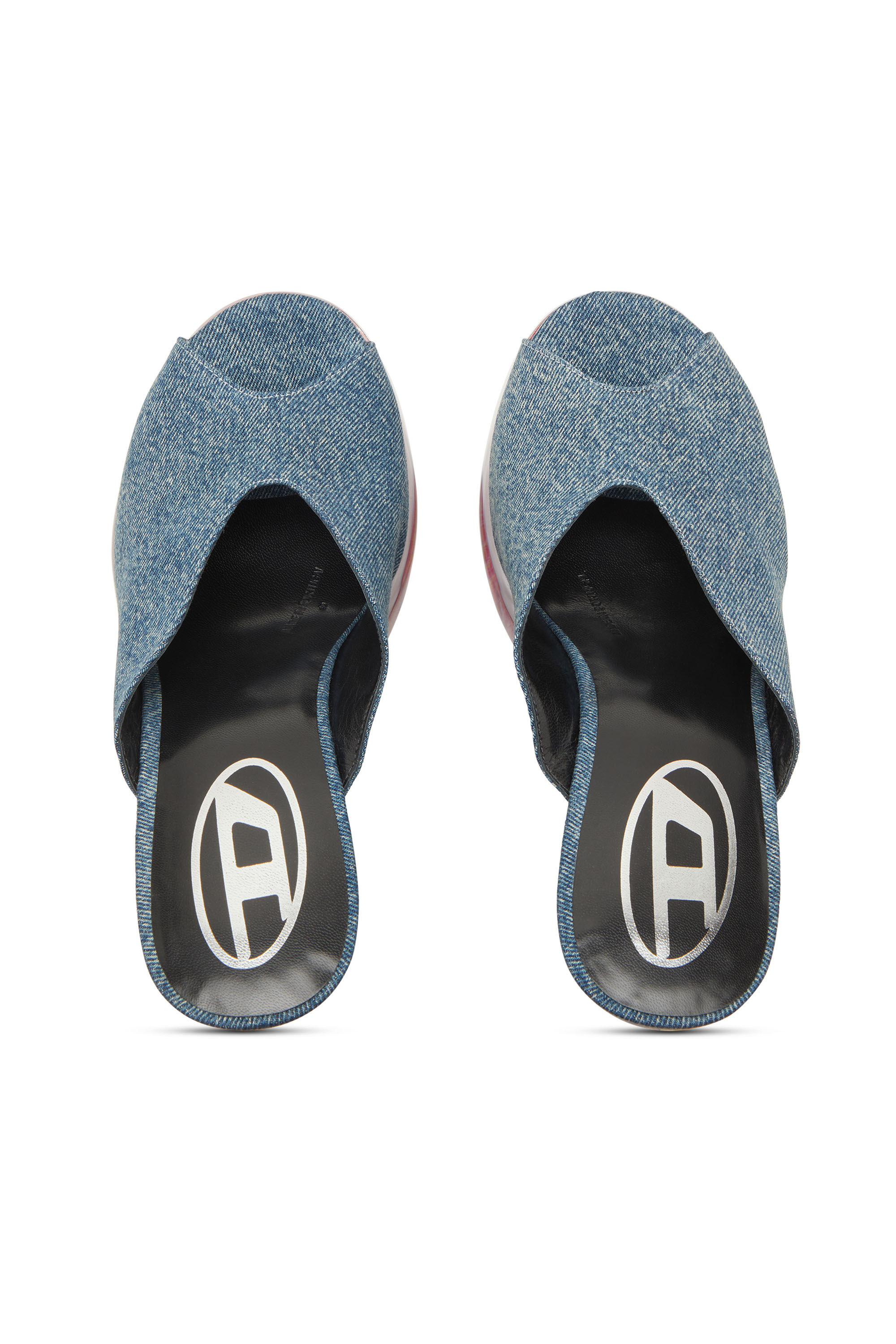 Diesel - D-LAKE PLATFORM SDL, Woman's D-Lake-Platform mules in denim and plexiglass in Blue - 4