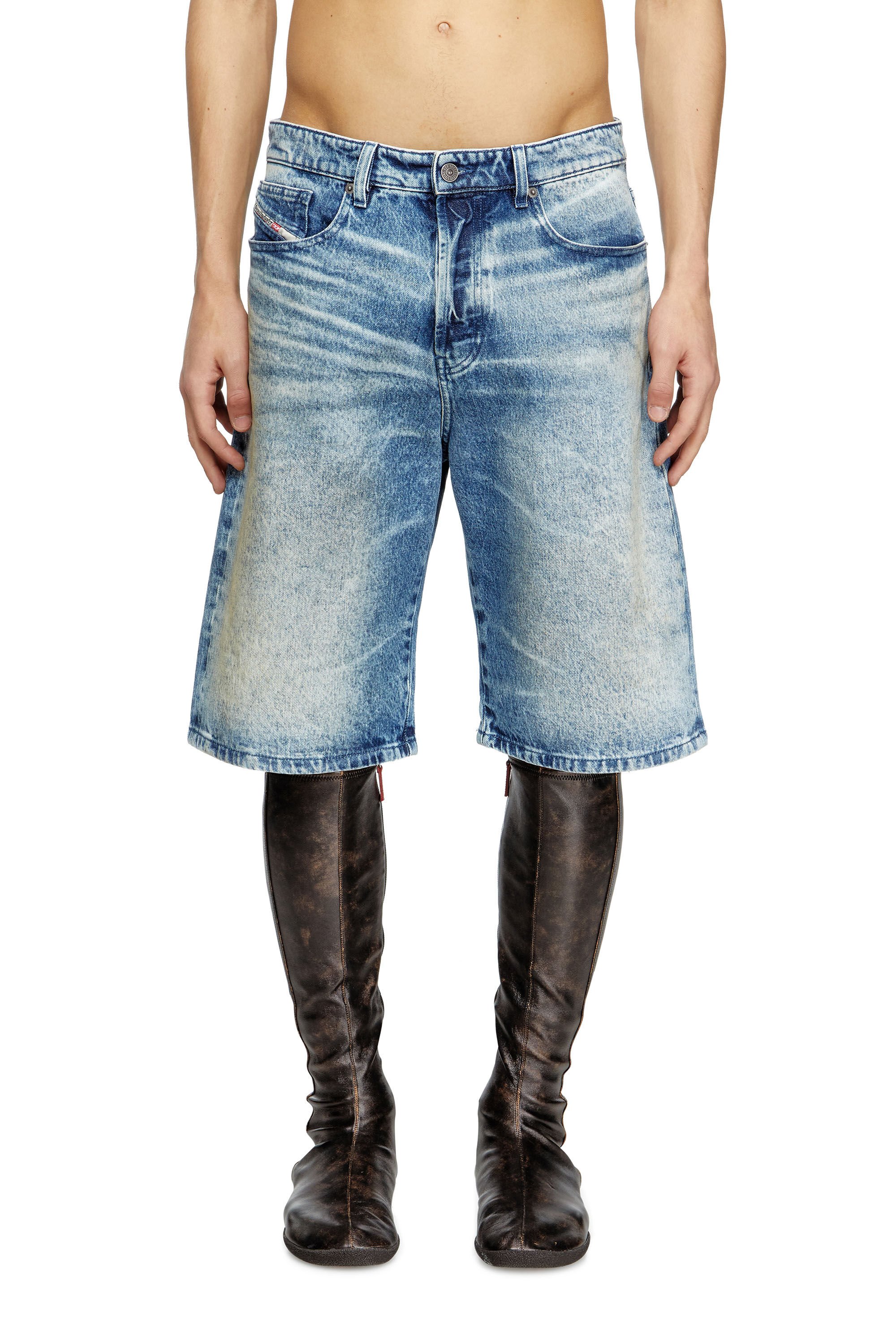 Diesel - D-RIXFORD-S, Short en denim avec imprimé paroles Homme in Bleu - 3