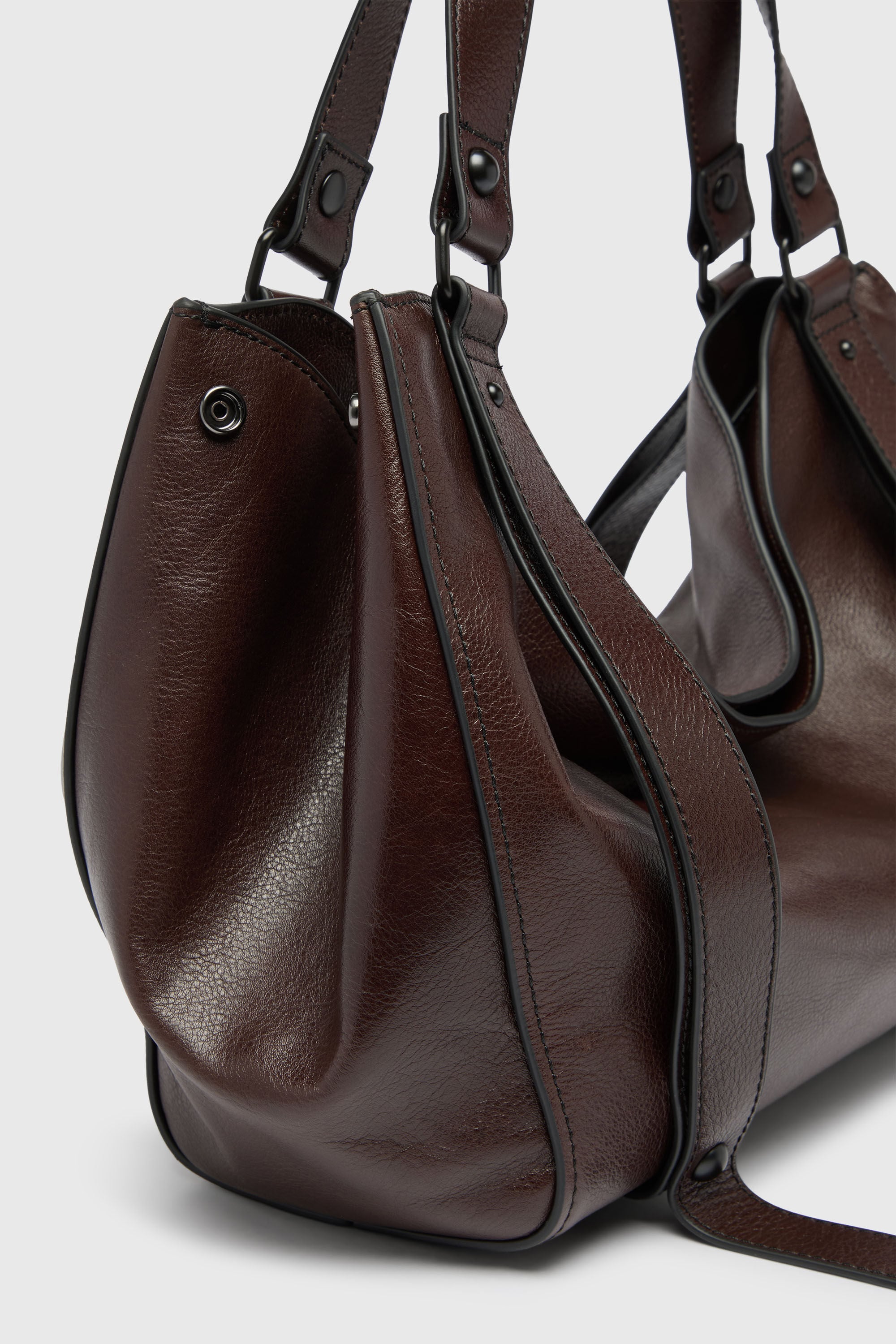 Diesel - D-ONE TOPHANDLE M, Unisex's D-One- Medium top-handle bag in leather in Dark Brown - 6