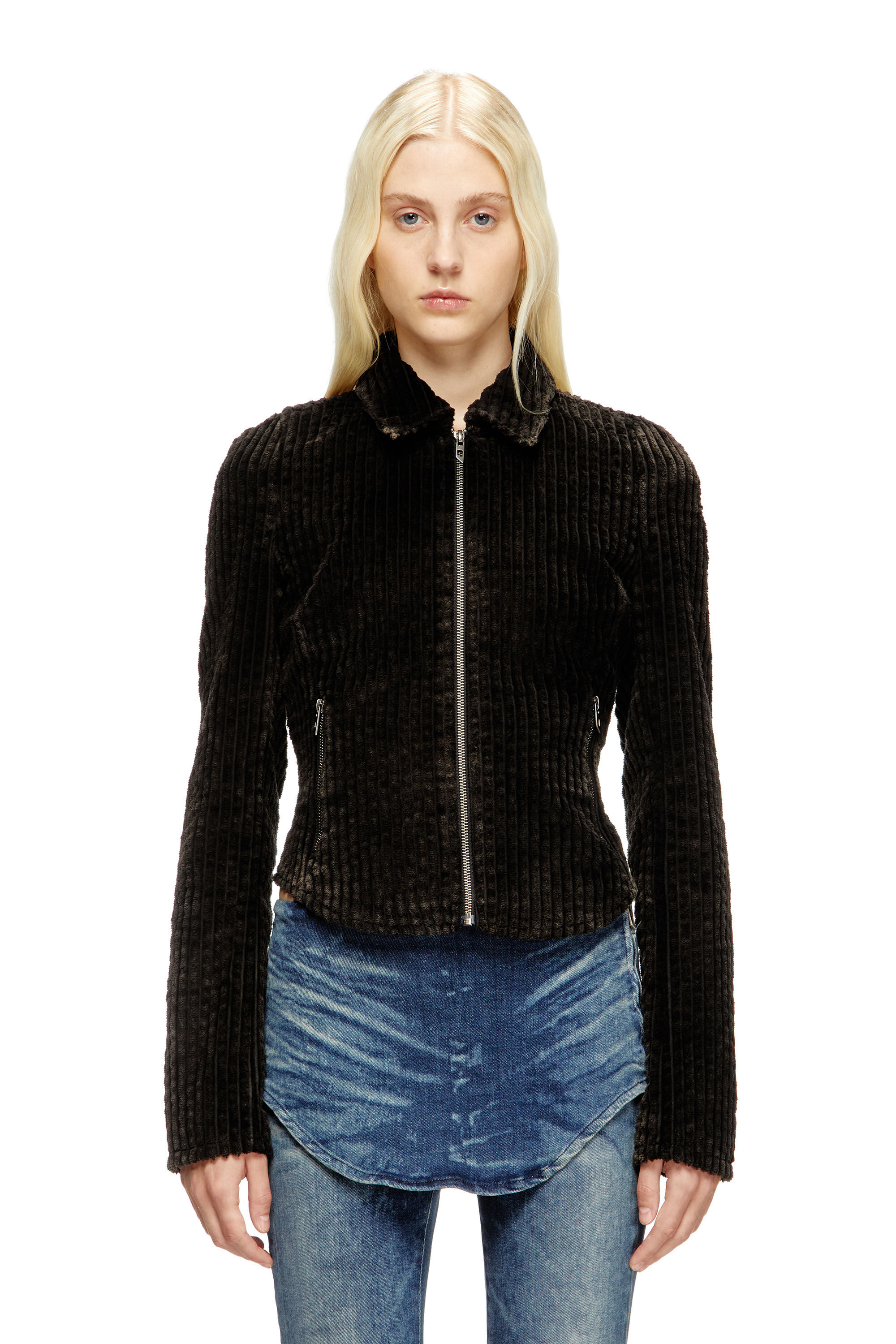 Diesel - G-ENEA, Veste-chemise en velours côtelé de coton Femme in Marron - 3