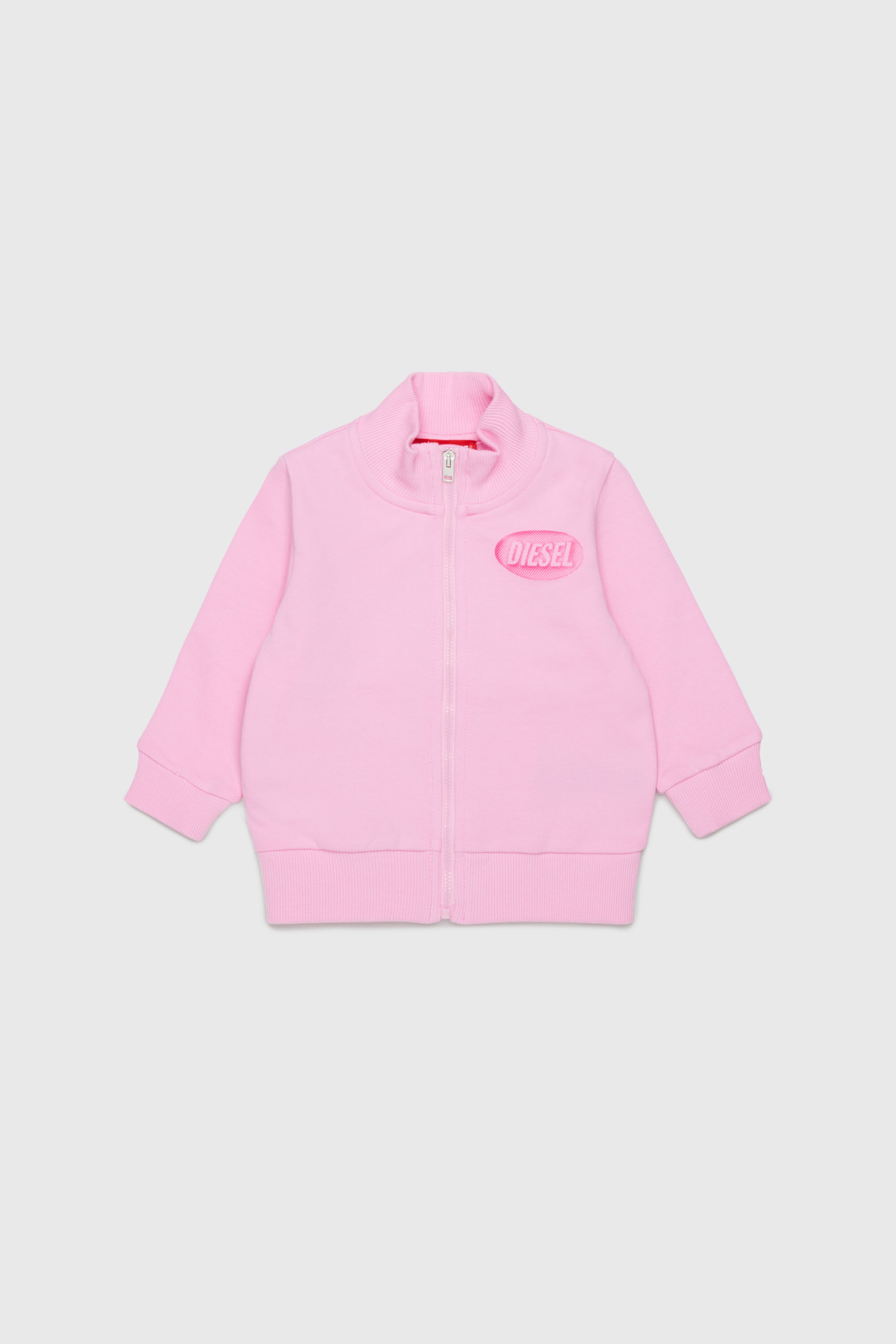 Diesel - SDSELZIPB, Sweatshirt zipp&eacute;e avec logo imprim&eacute; Mixte in Rose - 1