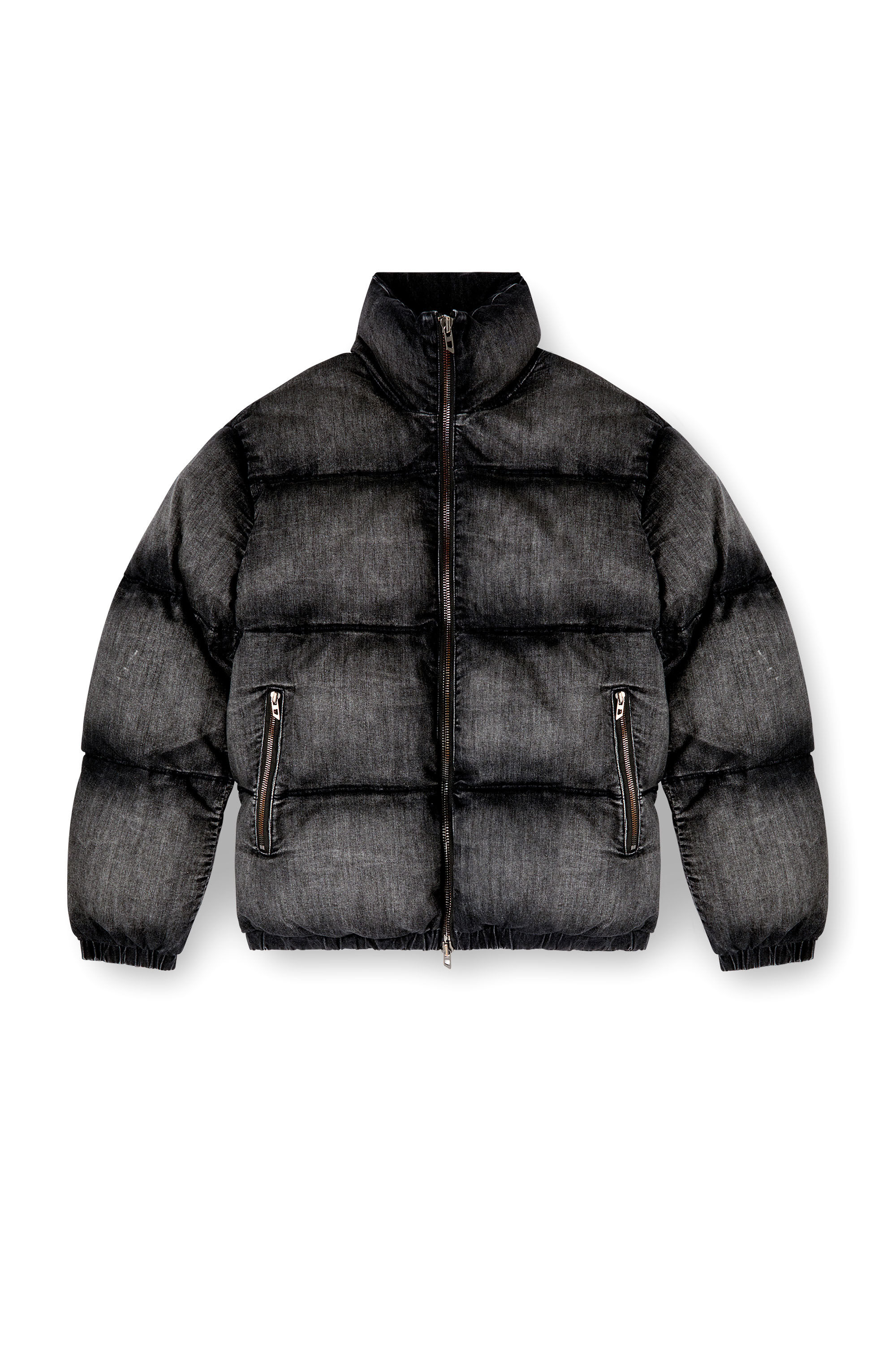 Diesel - W-MONS-A, Veste doudoune en denim délavé Mixte in Noir - 2