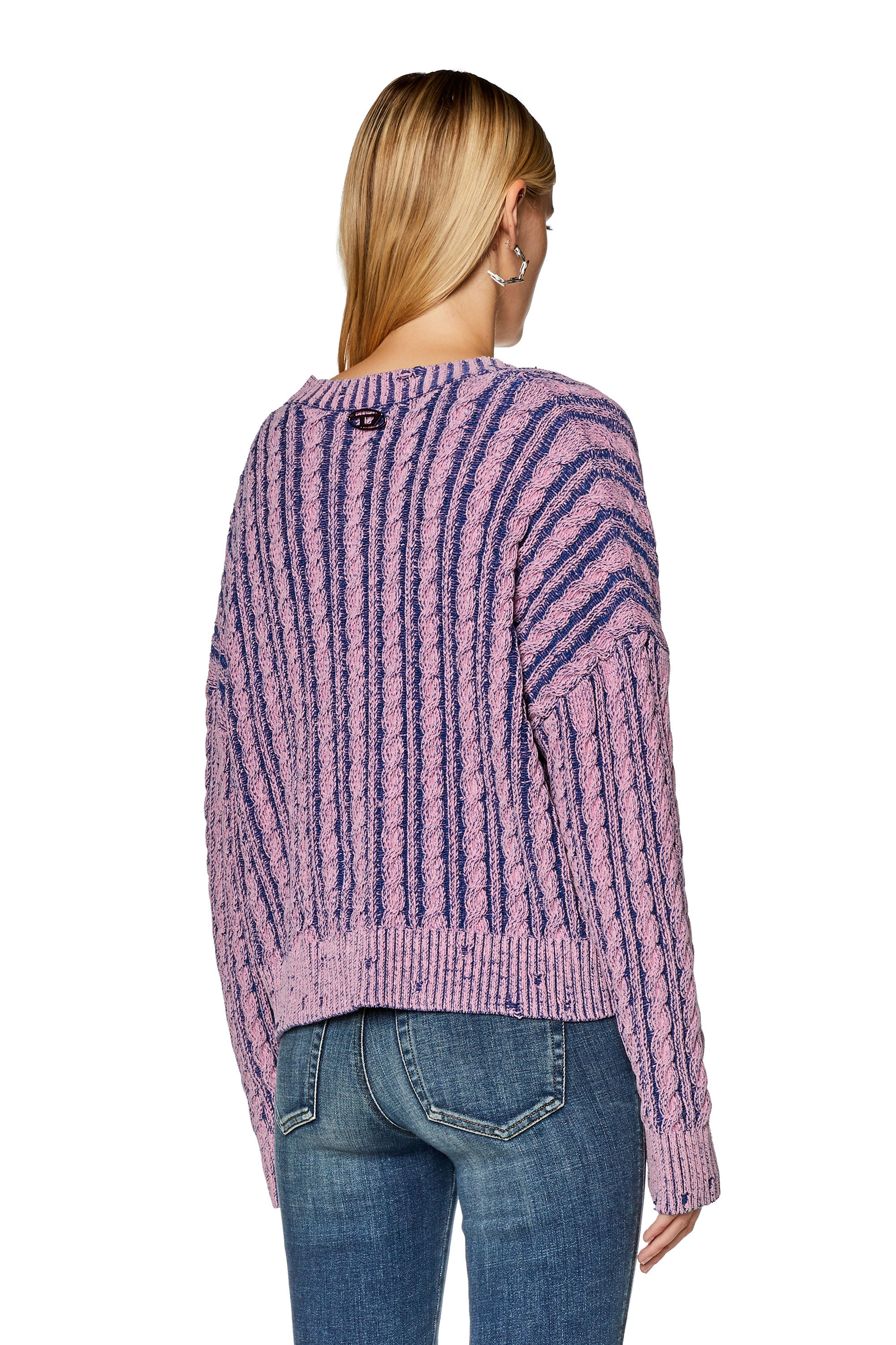 Diesel - M-OXIA, Pull épais en coton bicolore Femme in Violet - 4