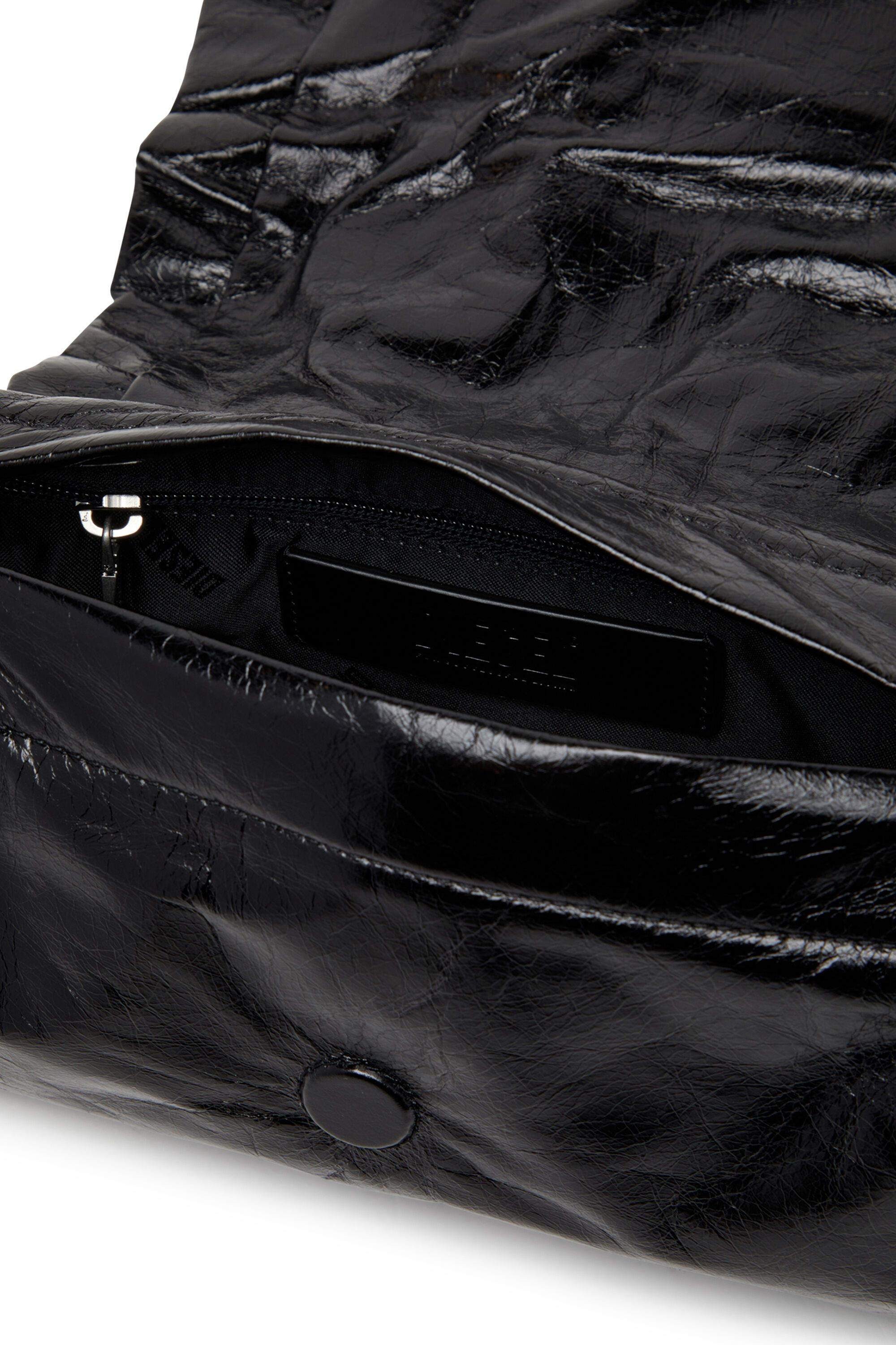 Diesel - SCRUNCH-D SHOULDER S, Scrunch-D S-Sac à bandoulière en cuir froissé Femme in Noir - 5