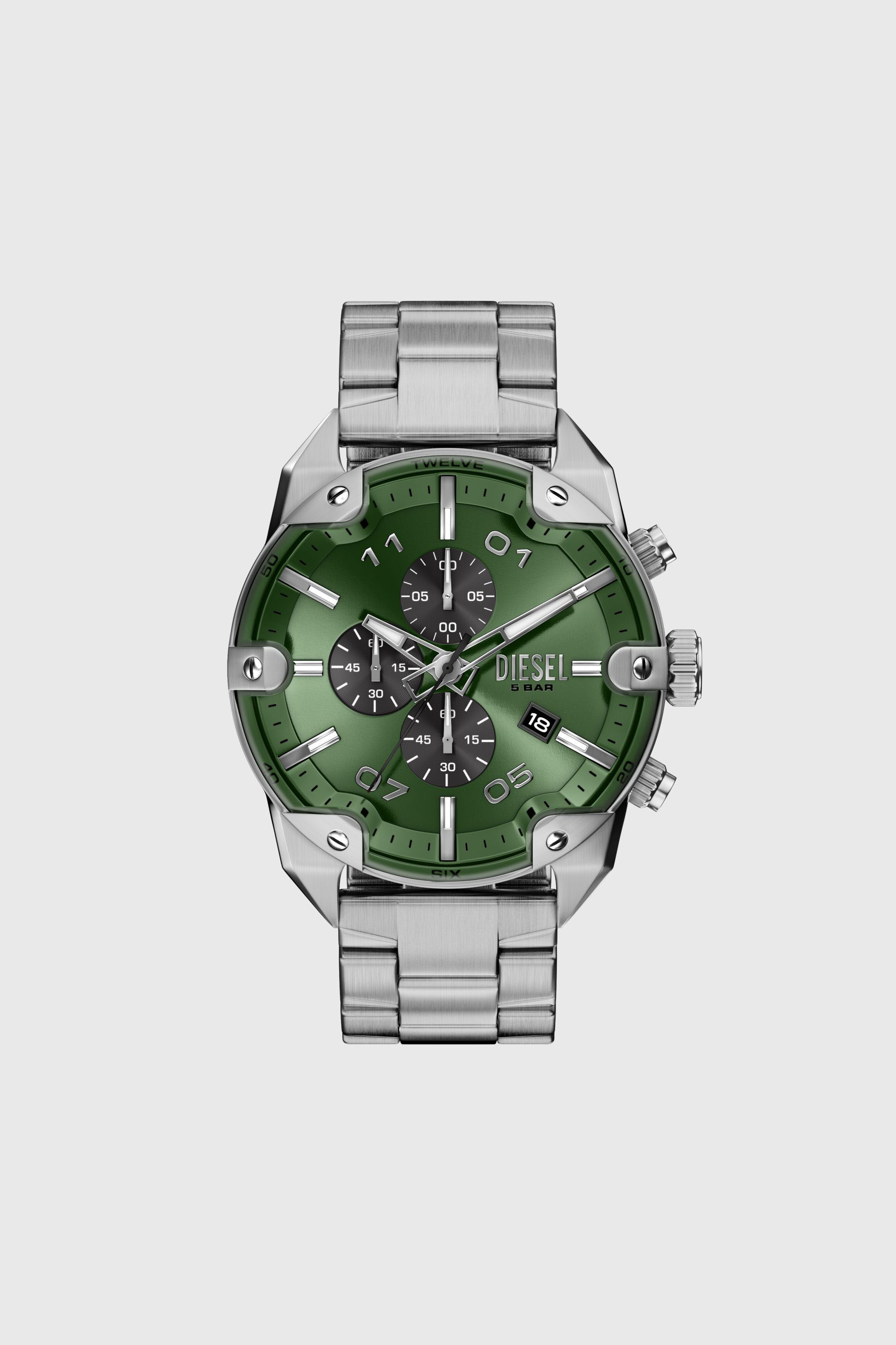 Diesel - DZ4712 WATCH, Montre Spiked en acier inoxydable &agrave; pointes Homme in Gris argent&eacute; - 1
