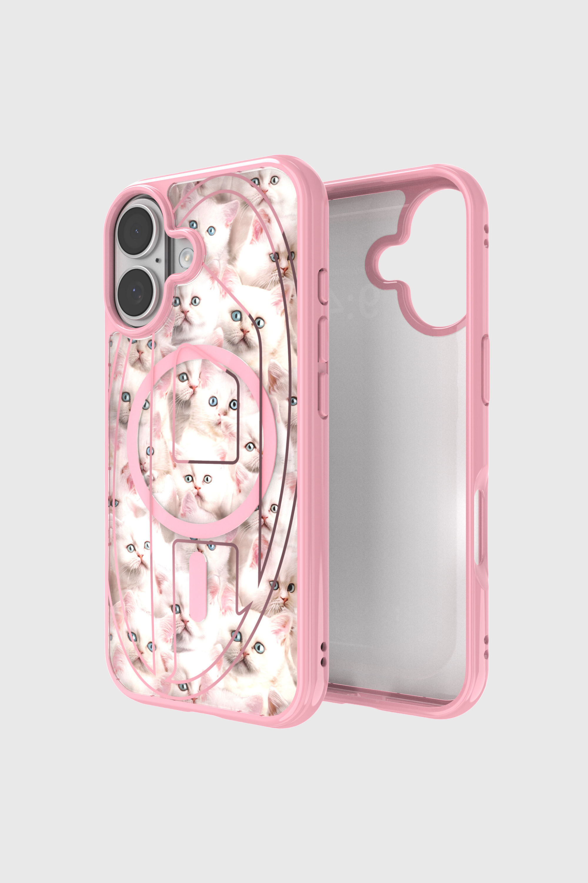 Diesel - 60423 AOP CASE, &Eacute;tui Oval D Cats avec Magsafe pour iPhone 17 Mixte in Rose - 1