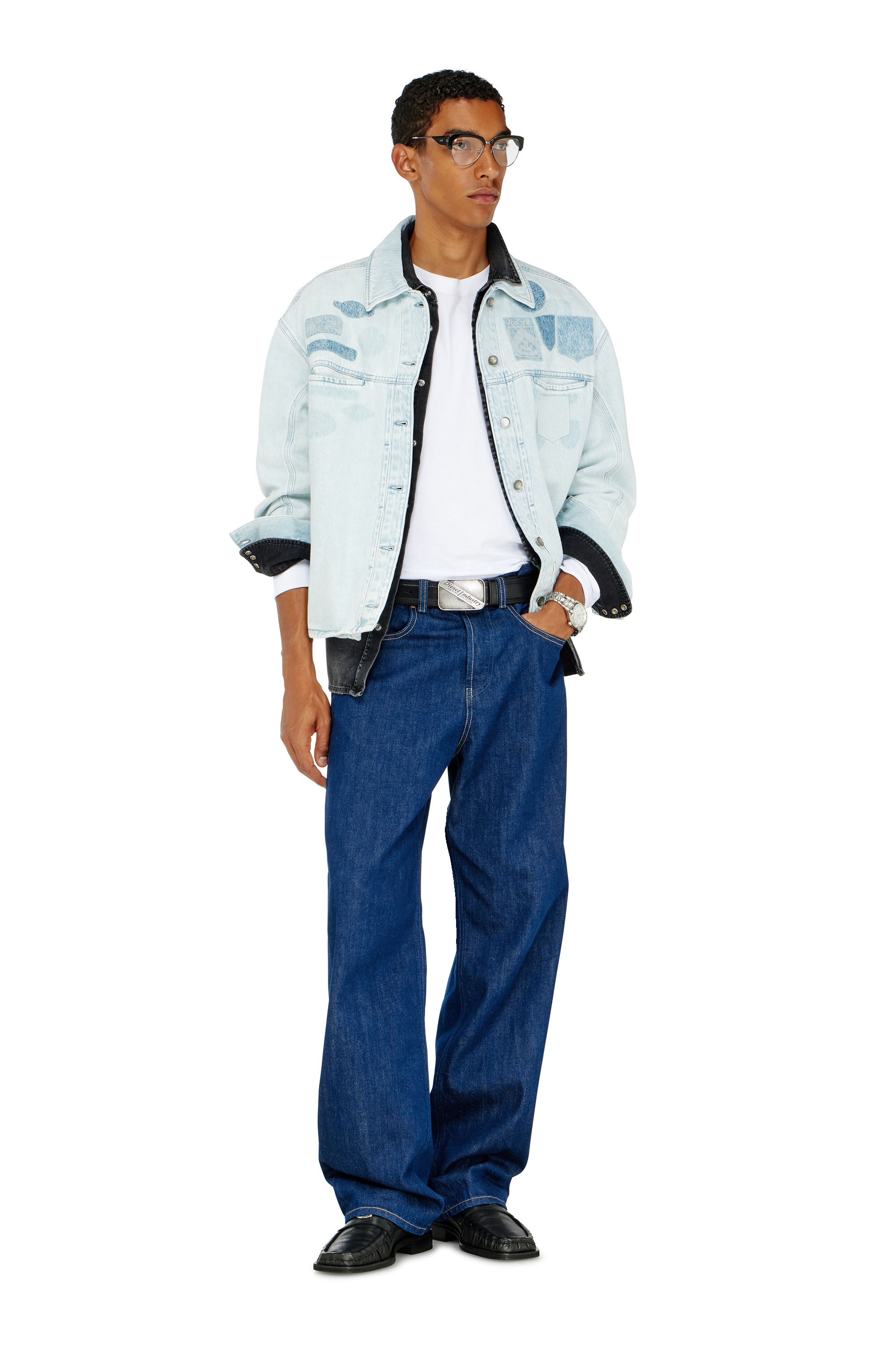 Diesel - D-RYMAVO-S, Chemise en denim effet patch Mixte in Bleu - 1