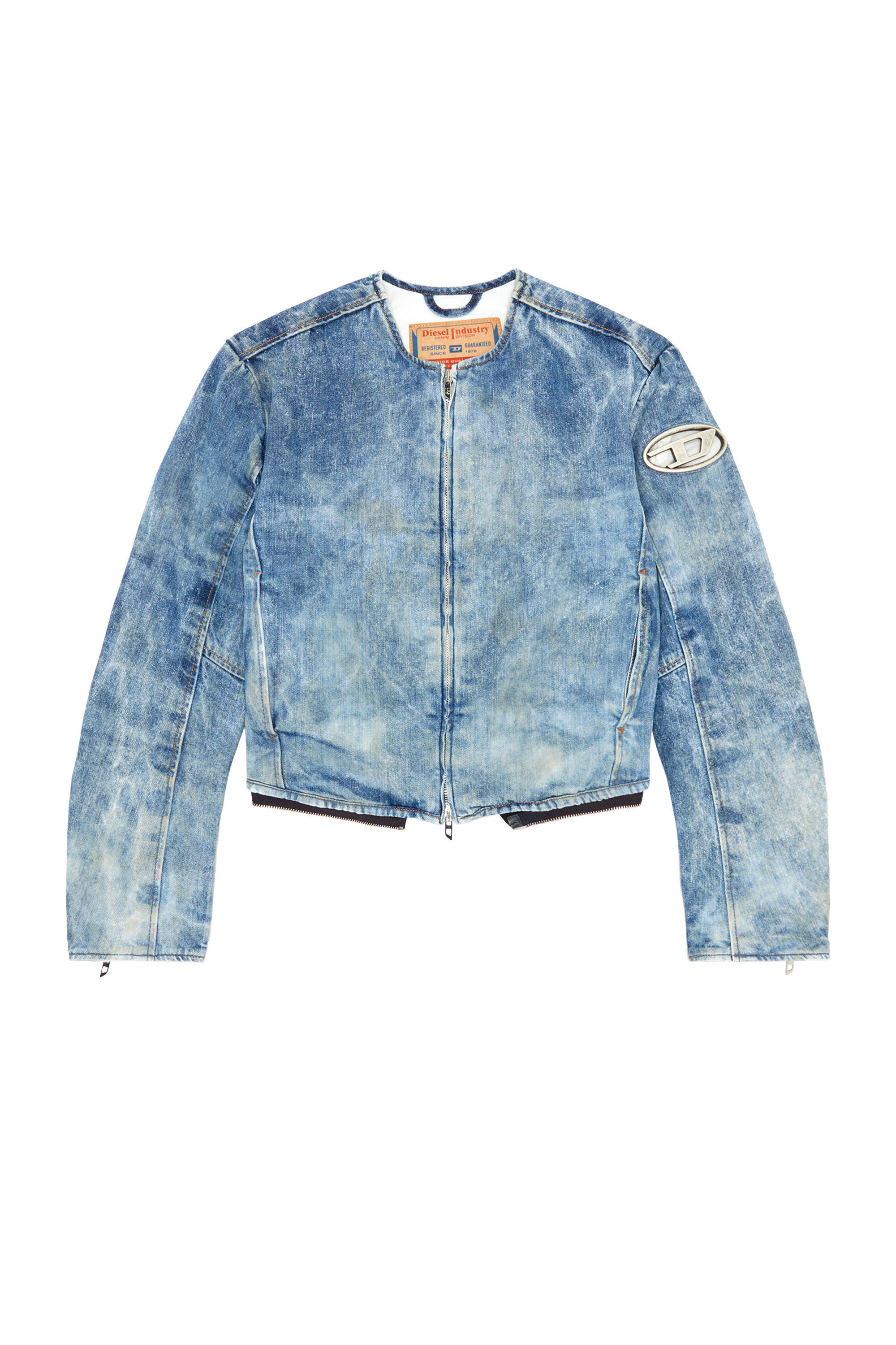 Diesel - DE-CALUR-FSE, Veste en denim avec zip style biker Femme in Bleu - 2