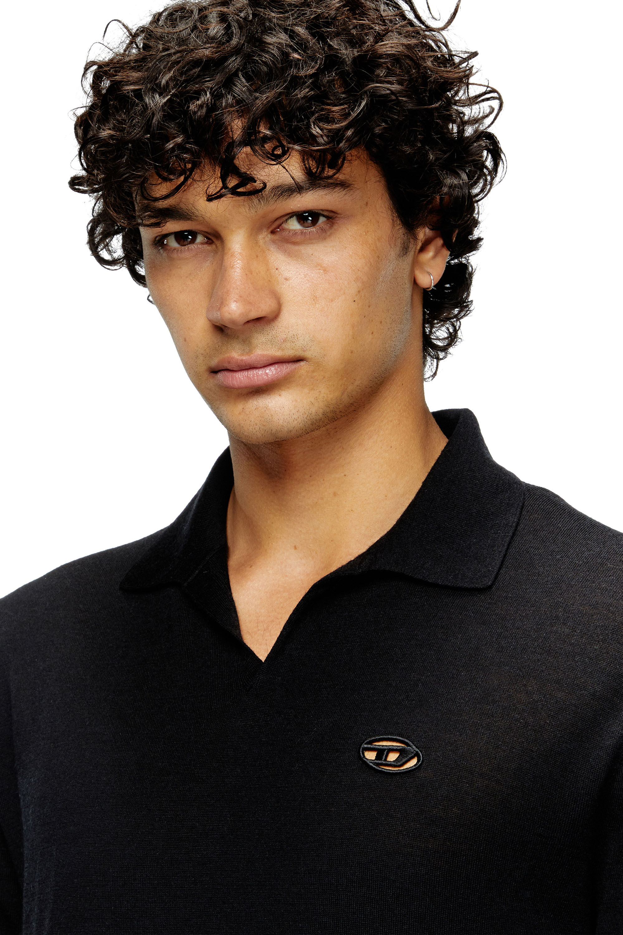 Diesel - K-GLARE, Pull en laine avec col polo Homme in Noir - 5