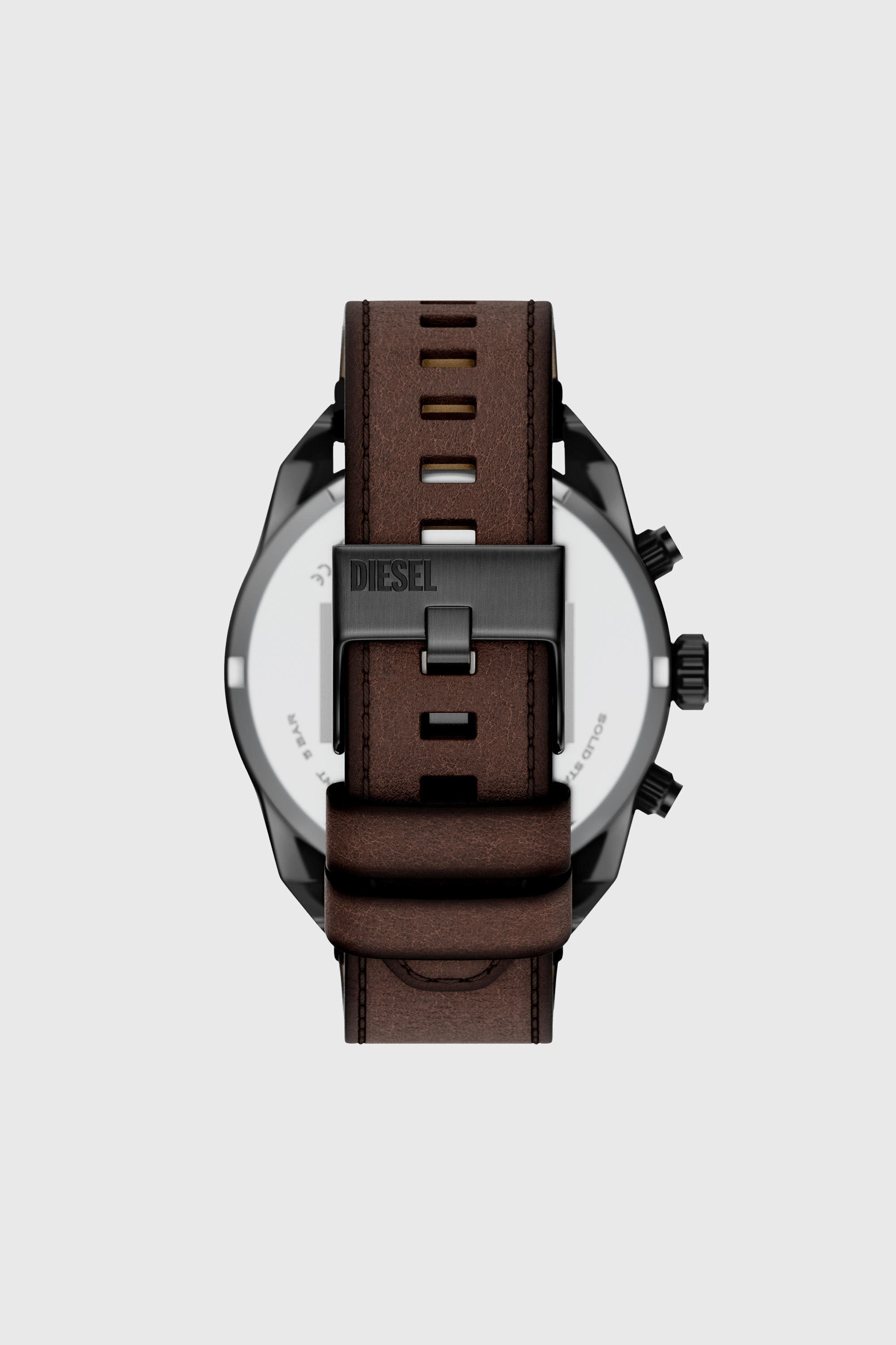 Diesel - DZ4735 WATCH, Montre Spiked avec bracelet en cuir marron Homme in Marron - 3