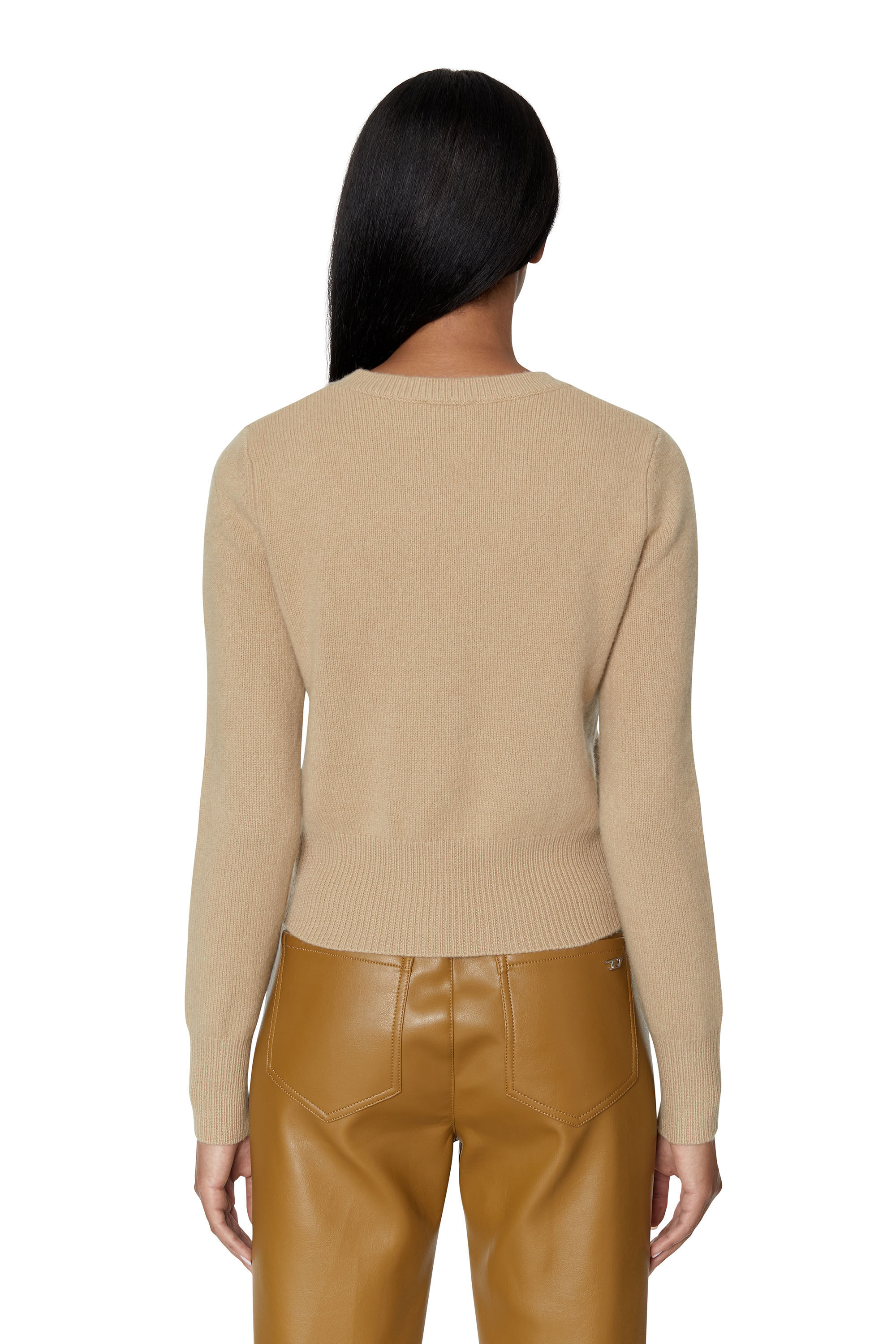 Diesel - M-AREESA, Woman Jumper with embroidered cut-out logo in Beige - Image 4