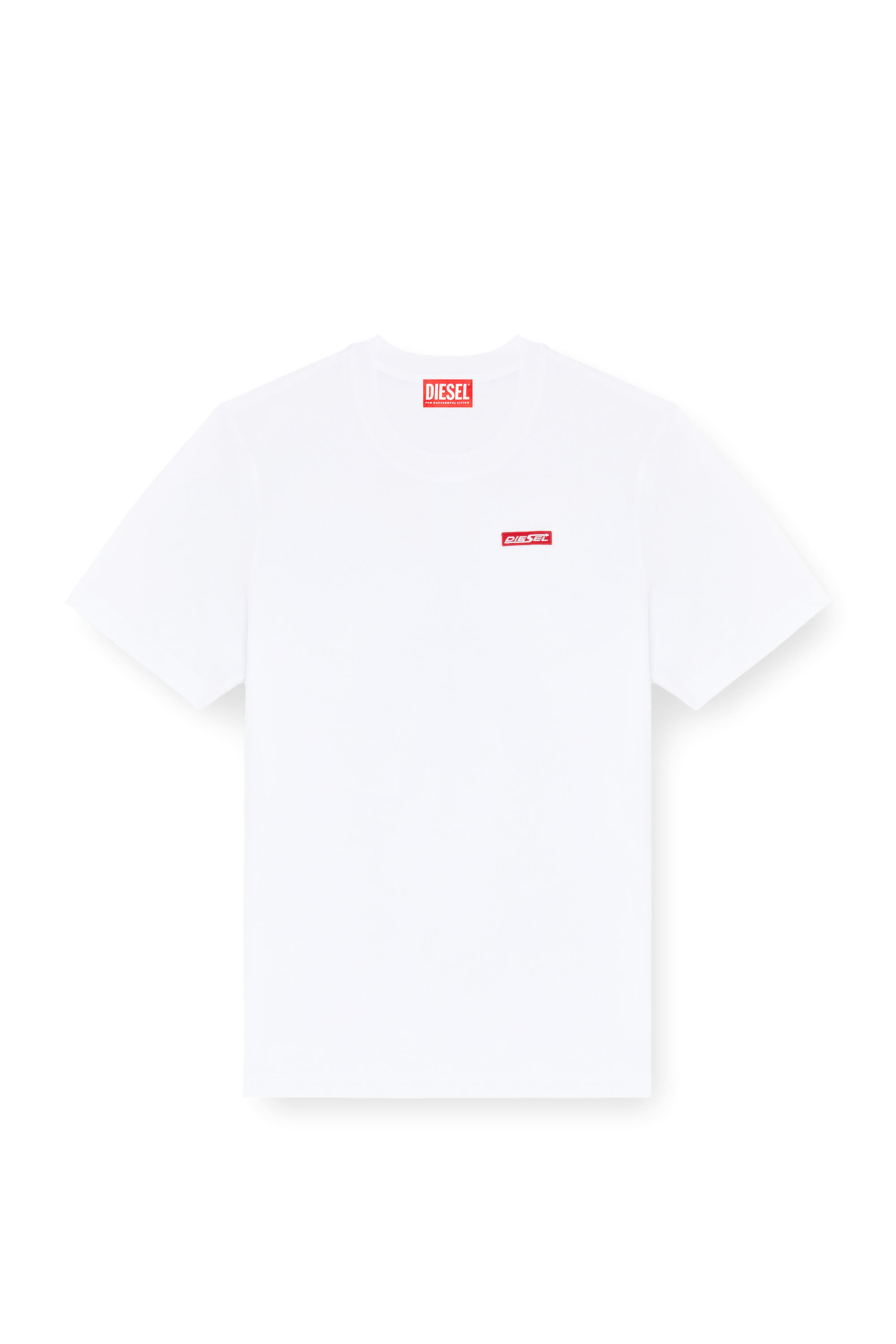 Diesel - T-ADJUST-AA12, T-shirt en coton avec patch logo Homme in Blanc - 2