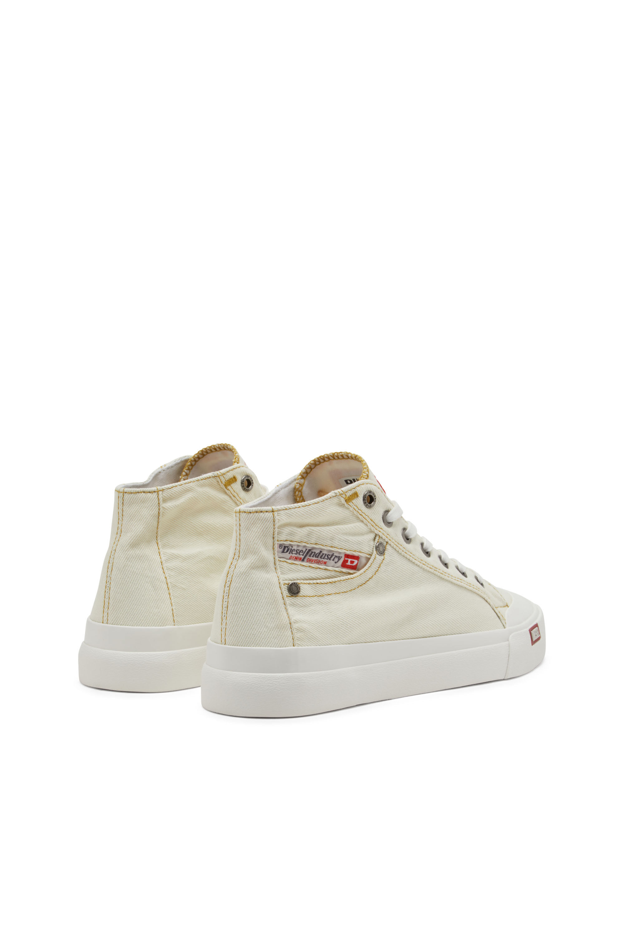 Sneakers montantes en denim avec detail de poche Femme Blanc Diesel