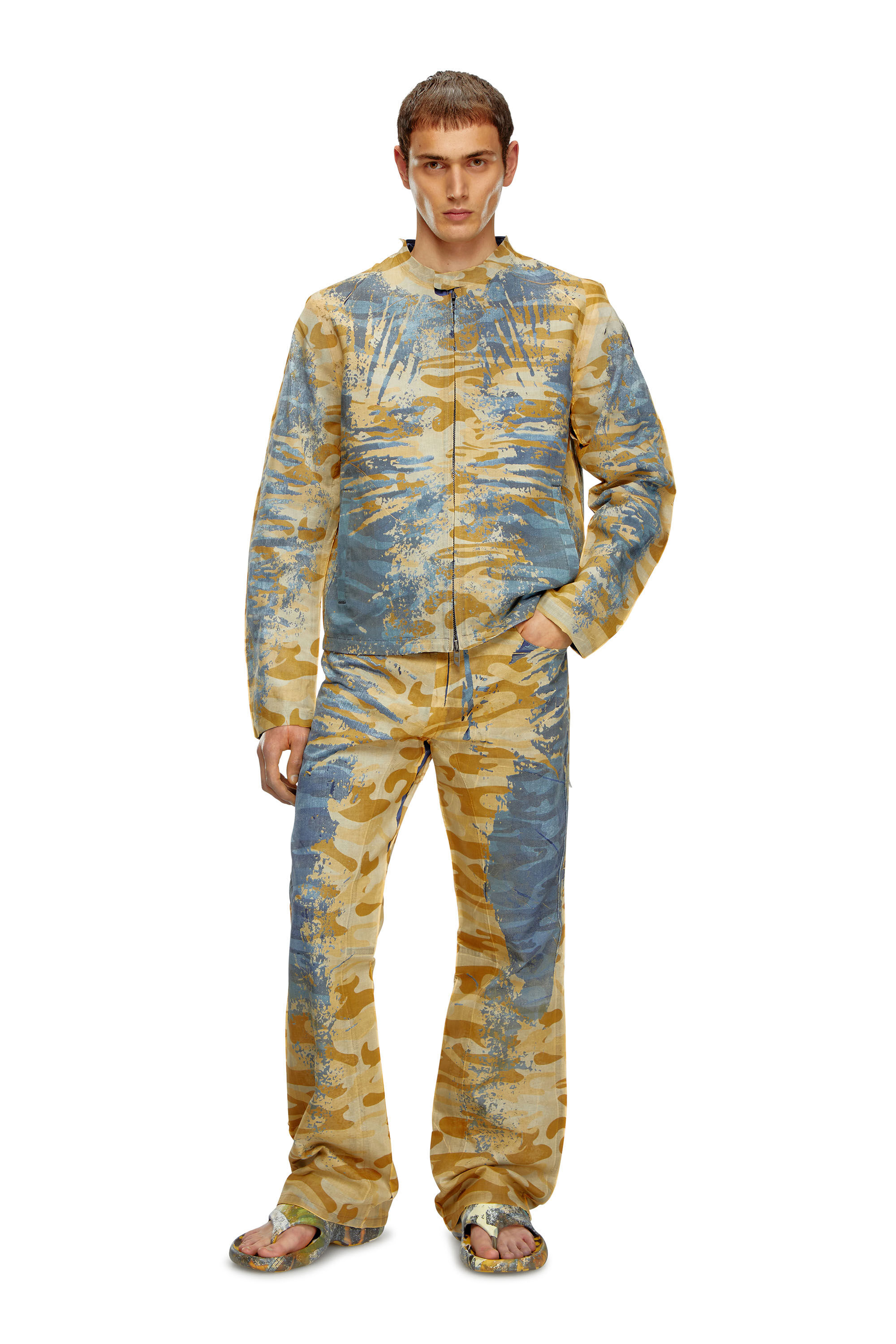Diesel - J-MET-DEV, Veste biker peel-off en gabardine camouflage Homme in Polychrome - 1